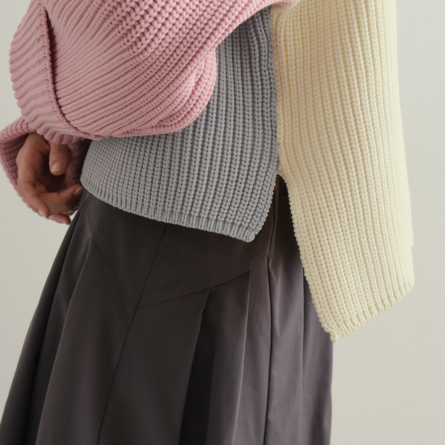 OPAQUE.CLIP「カラーブロッキングハイネックワイドニット【洗濯機洗い可】」|ニット・セーター|