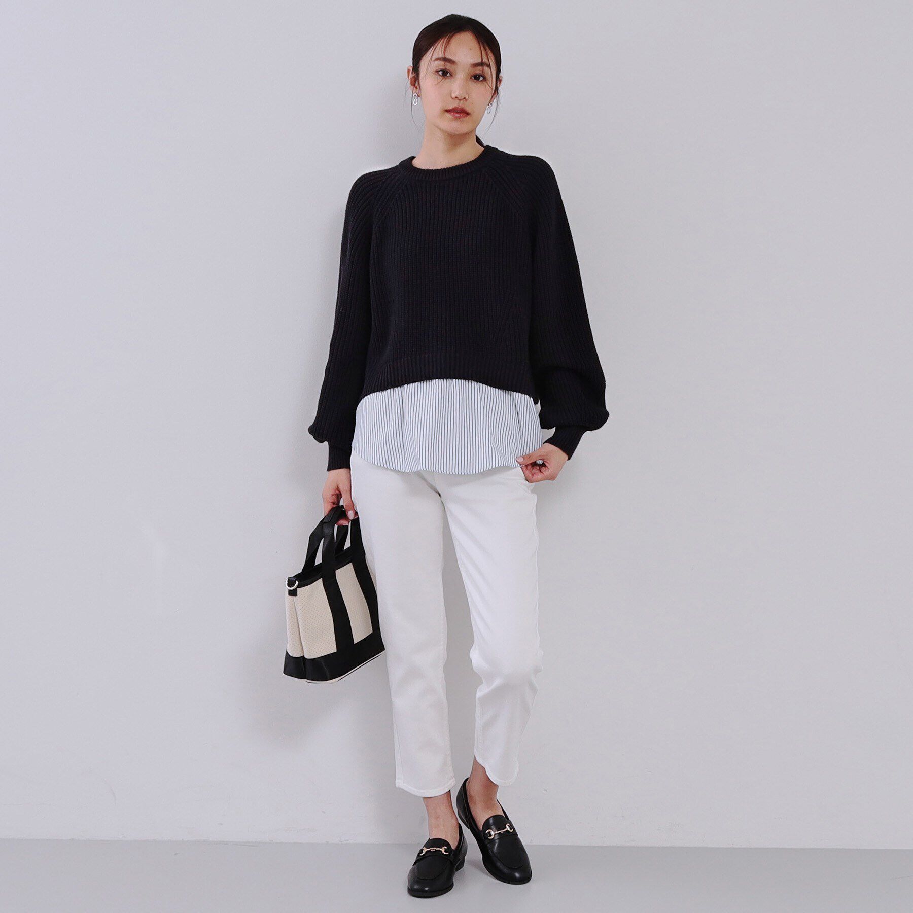 OPAQUE.CLIP「レイヤード風ミドルゲージニット【洗濯機洗い可】」|ニット・セーター|