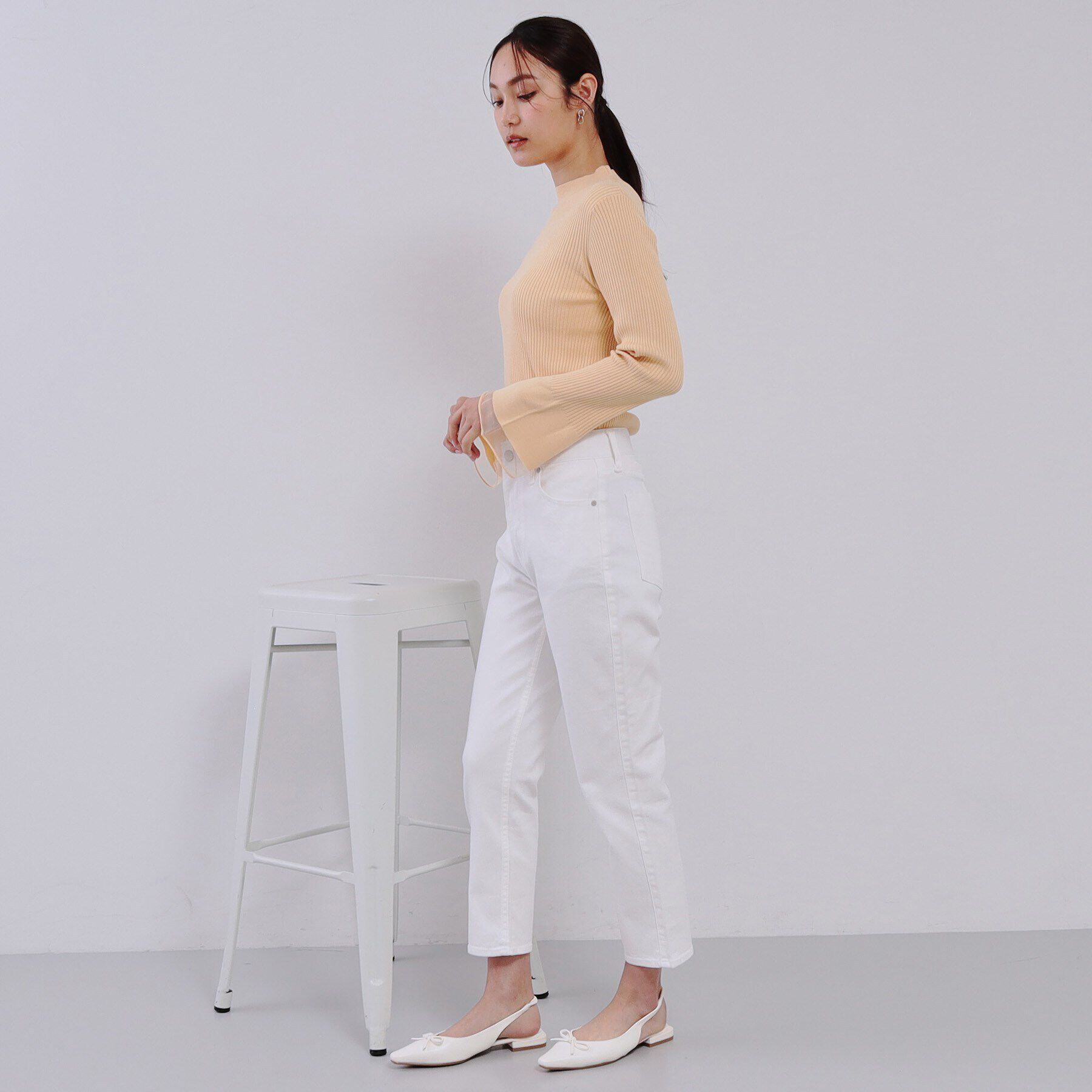 OPAQUE.CLIP「フレアスリーブリブニット【洗濯機洗い可】」|ニット・セーター|