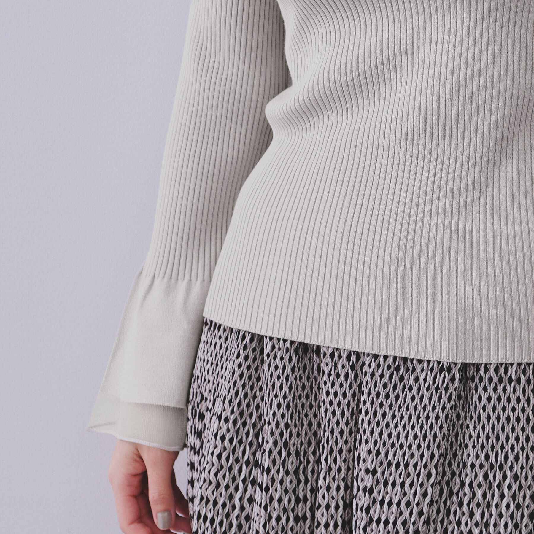 OPAQUE.CLIP「フレアスリーブリブニット【洗濯機洗い可】」|ニット・セーター|