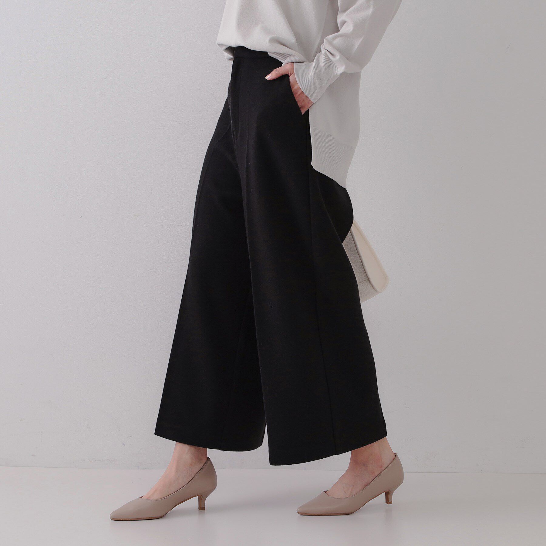 OPAQUE.CLIP「ウールライクストレッチ ワイドクロップドパンツ【洗濯機洗い可】」|その他|