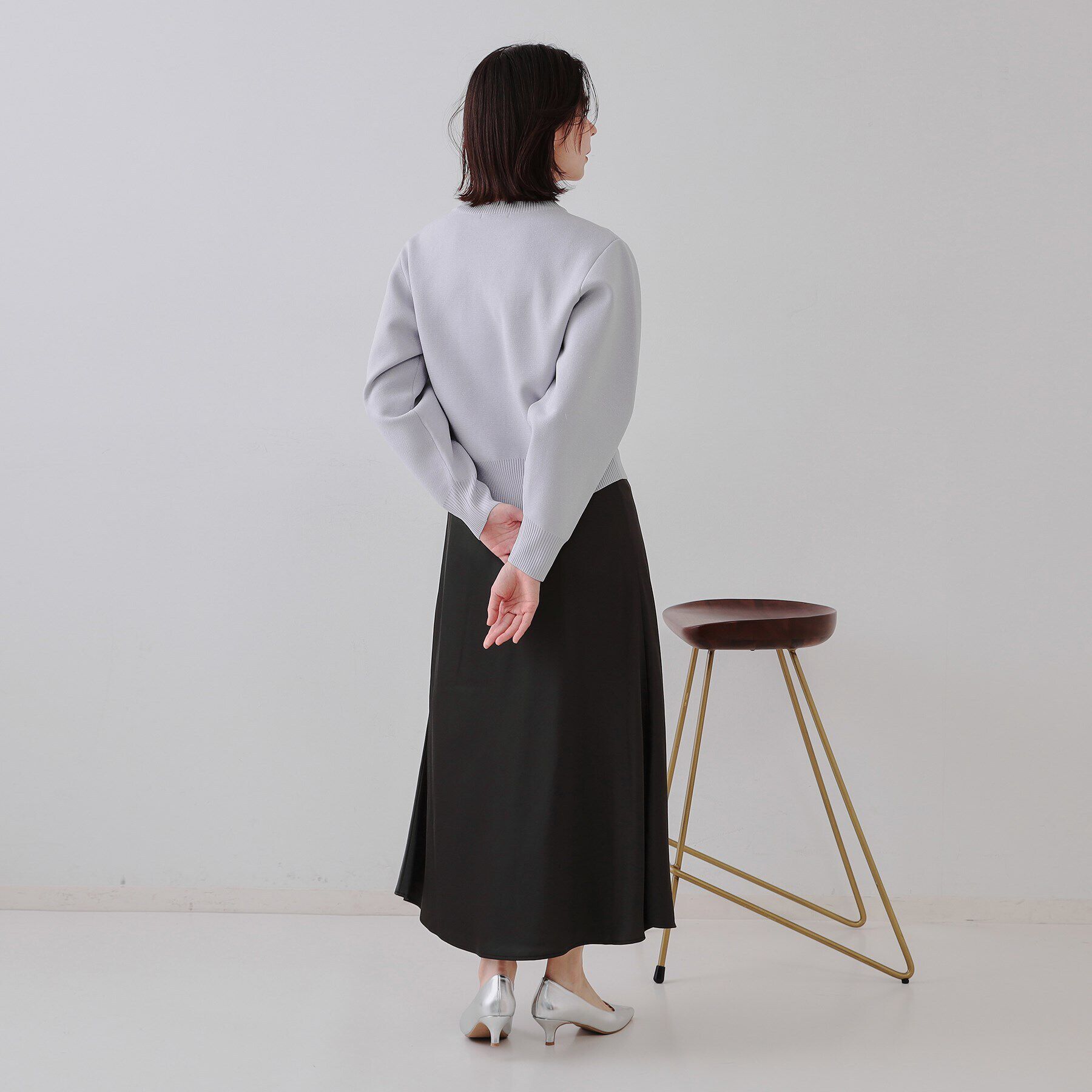 OPAQUE.CLIP「サテンナロースカート【洗濯機洗い可】」|スカート|