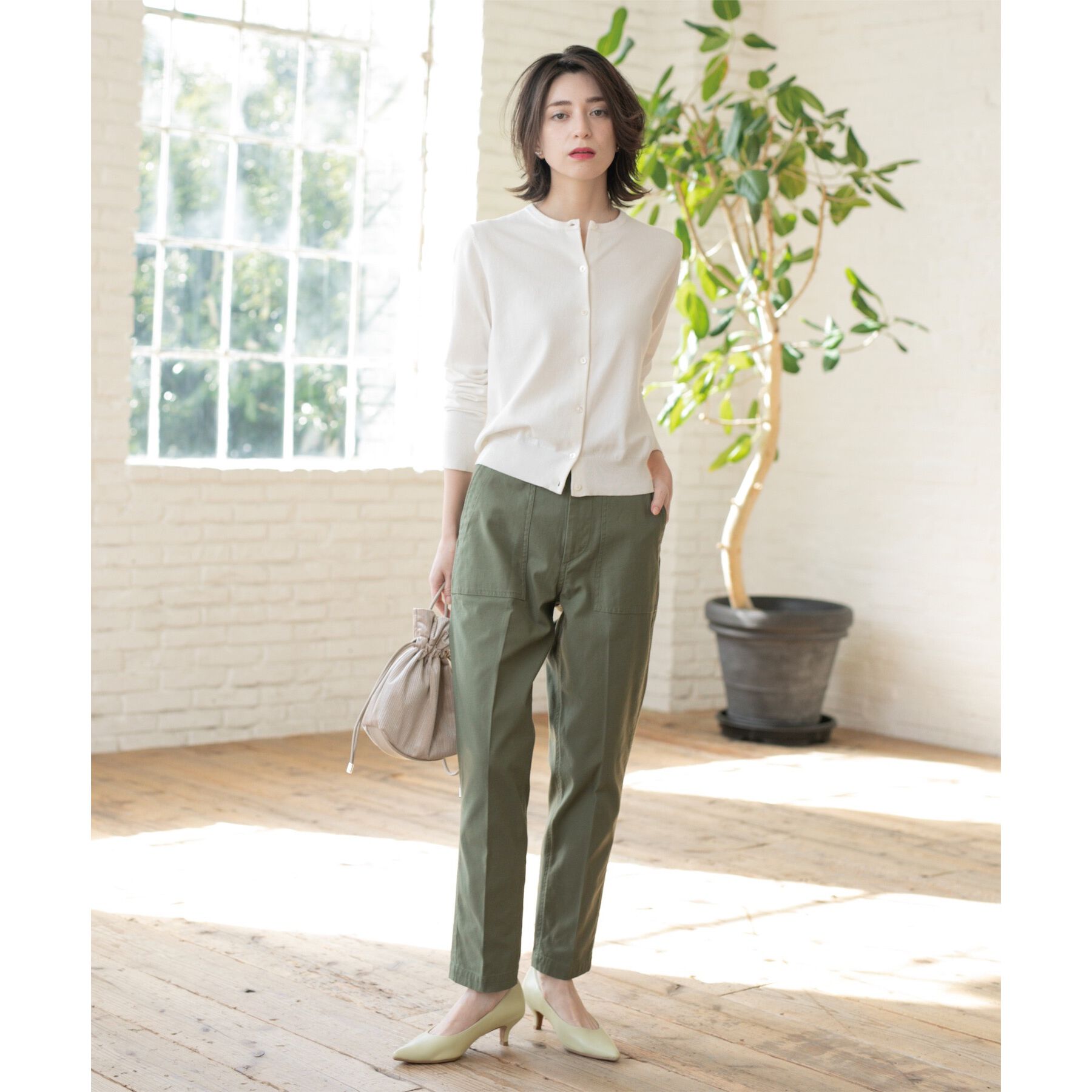 OPAQUE.CLIP「クルーネックニットカーディガン/オーガニックコットン混【UV/洗濯機洗い可】」|カーディガン|