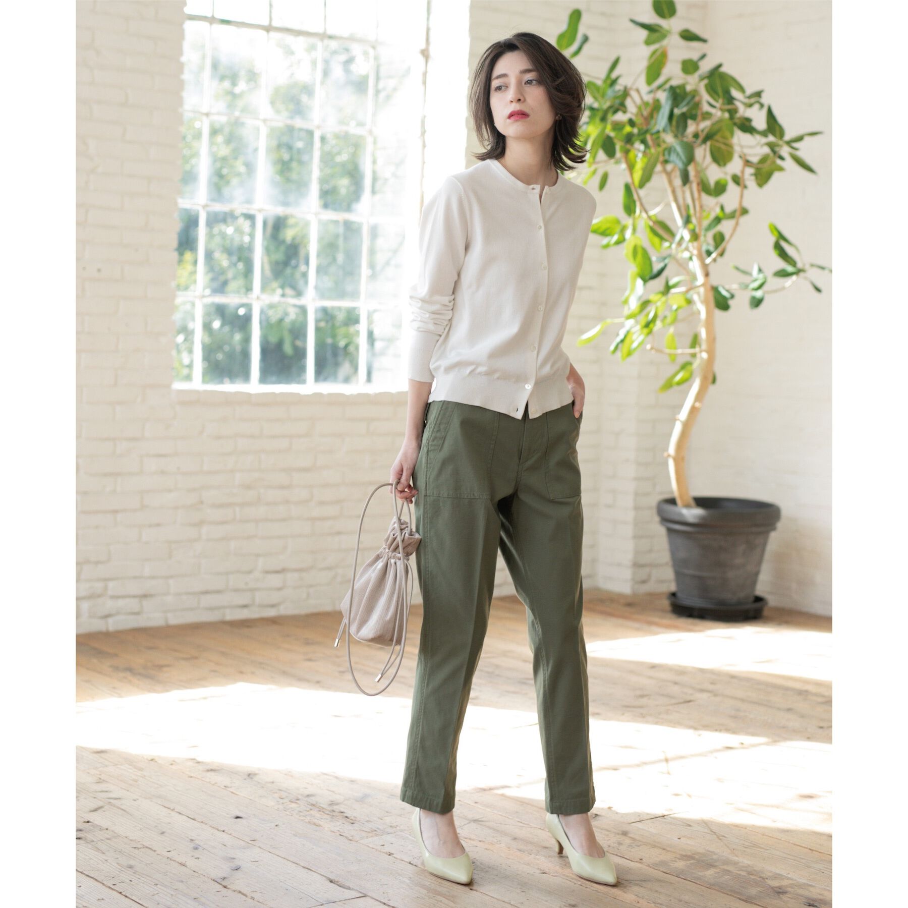 OPAQUE.CLIP「クルーネックニットカーディガン/オーガニックコットン混【UV/洗濯機洗い可】」|カーディガン|