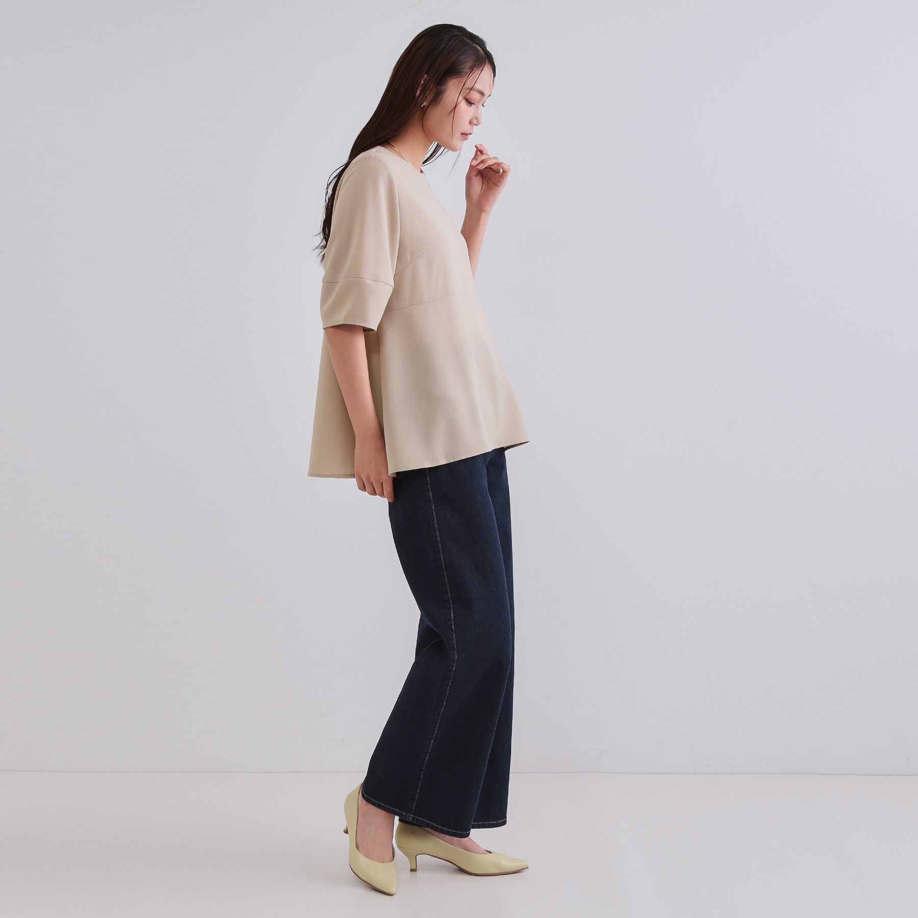 OPAQUE.CLIP「《6色展開》ストレッチペプラムブラウス/セットアップ対応【洗濯機洗い可/防シワ】」|シャツ・ブラウス|