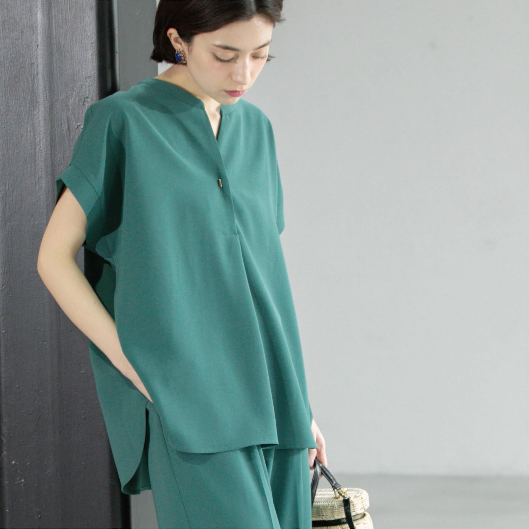 OPAQUE.CLIP「《7色展開/SS-LLサイズ》ストレッチスキッパーブラウス/セットアップ対応【洗濯機洗い可/防シワ】」|シャツ・ブラウス|