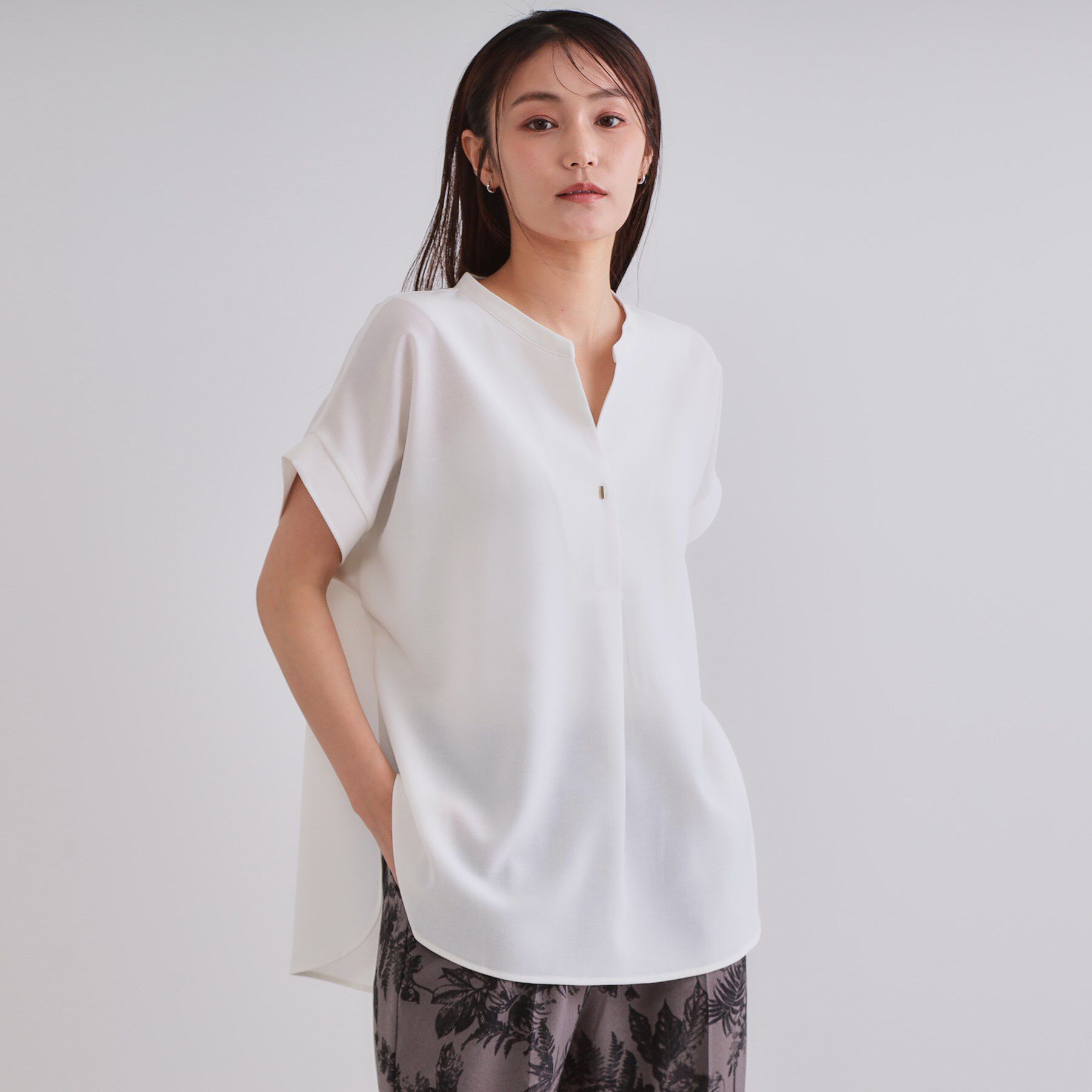 OPAQUE.CLIP「《7色展開/SS-LLサイズ》ストレッチスキッパーブラウス/セットアップ対応【洗濯機洗い可/防シワ】」|シャツ・ブラウス|