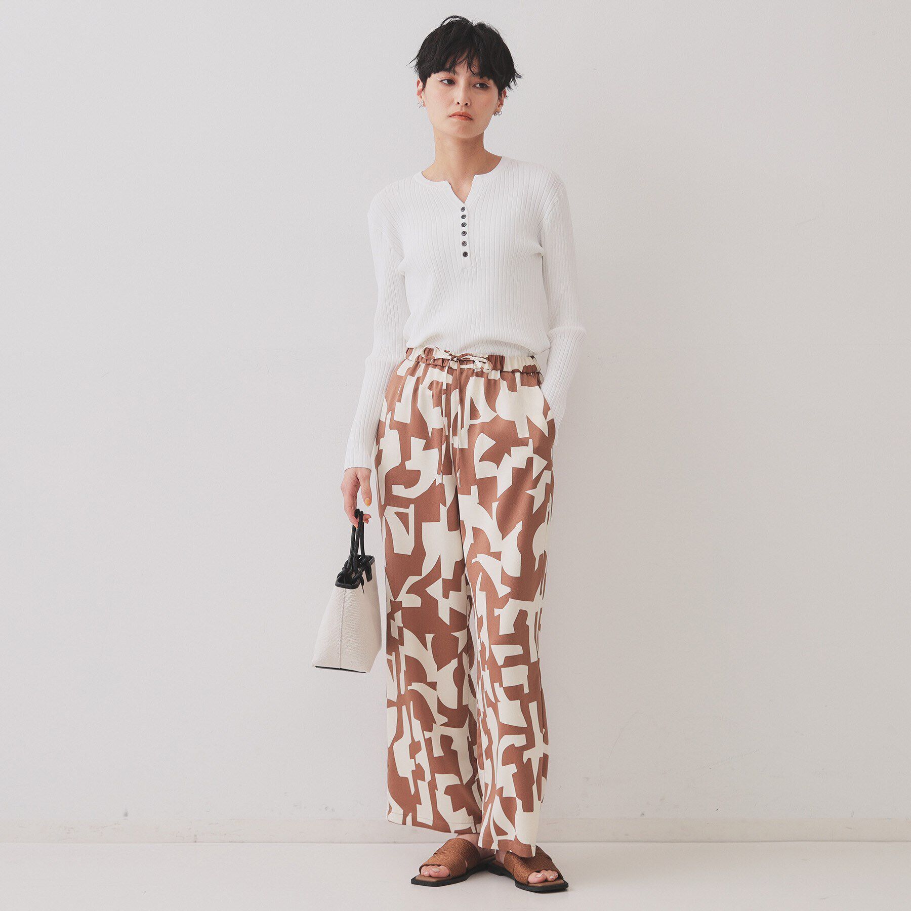 OPAQUE.CLIP「ヘンリーネックリブニット【洗濯機洗い可】」|ニット・セーター|