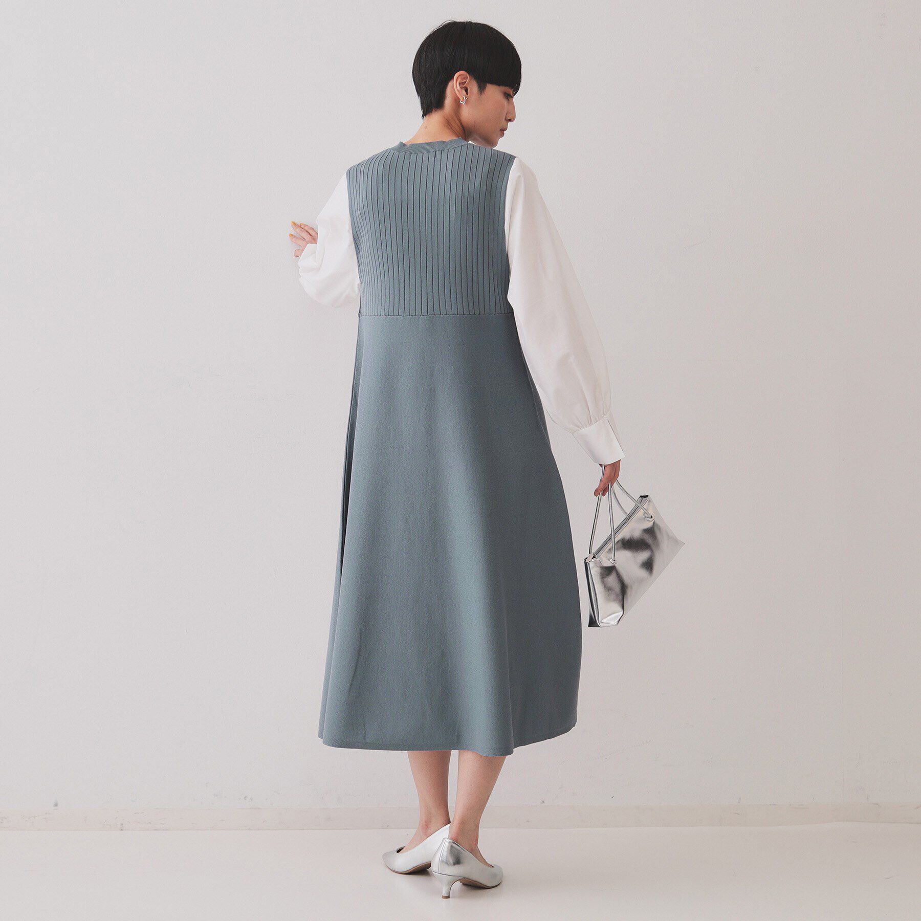 OPAQUE.CLIP「フハクスリーブドッキングニットワンピース【洗濯機洗い可/抗ピル】」|ワンピース|