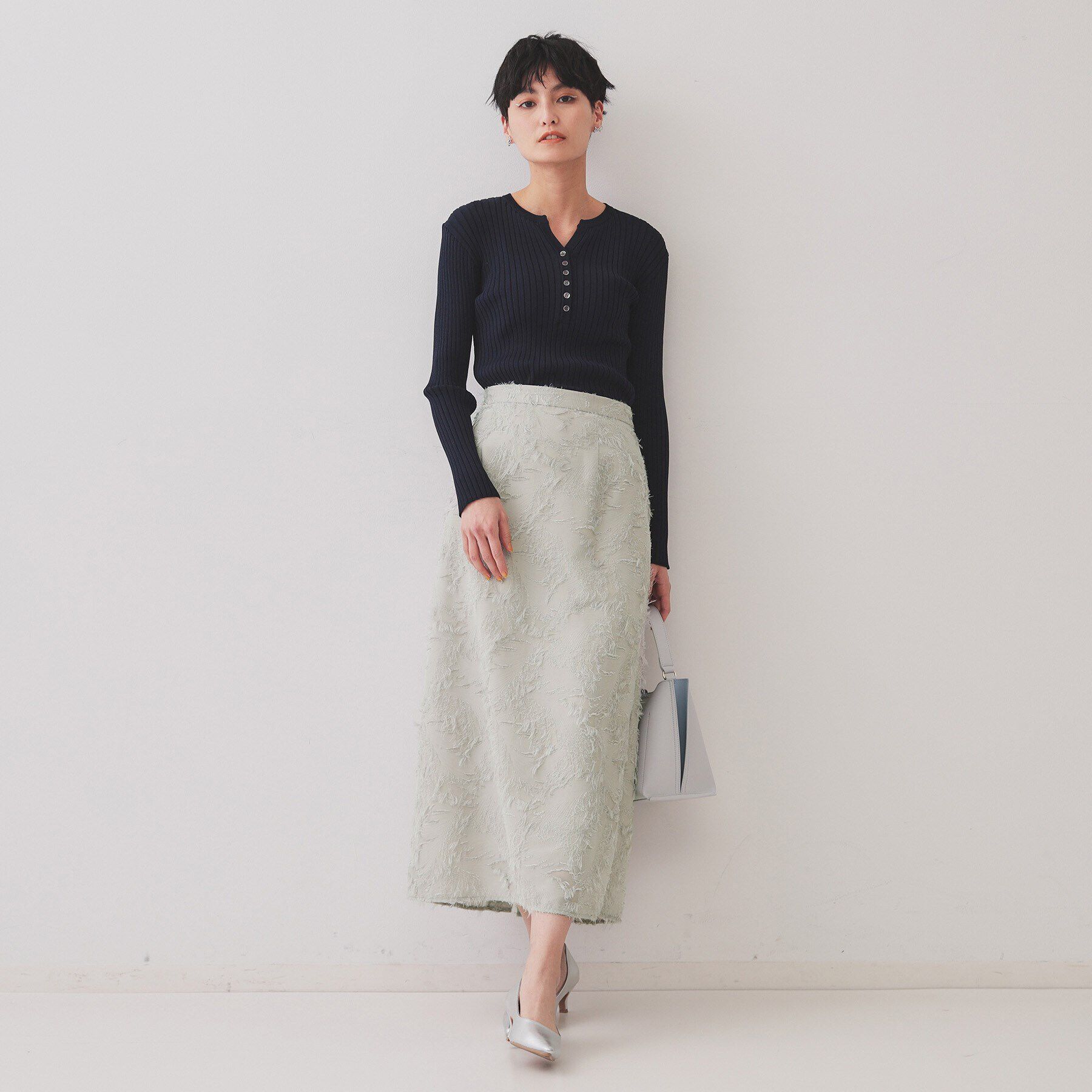 OPAQUE.CLIP「フリンジジャーカードナロースカート【洗える】」|スカート|