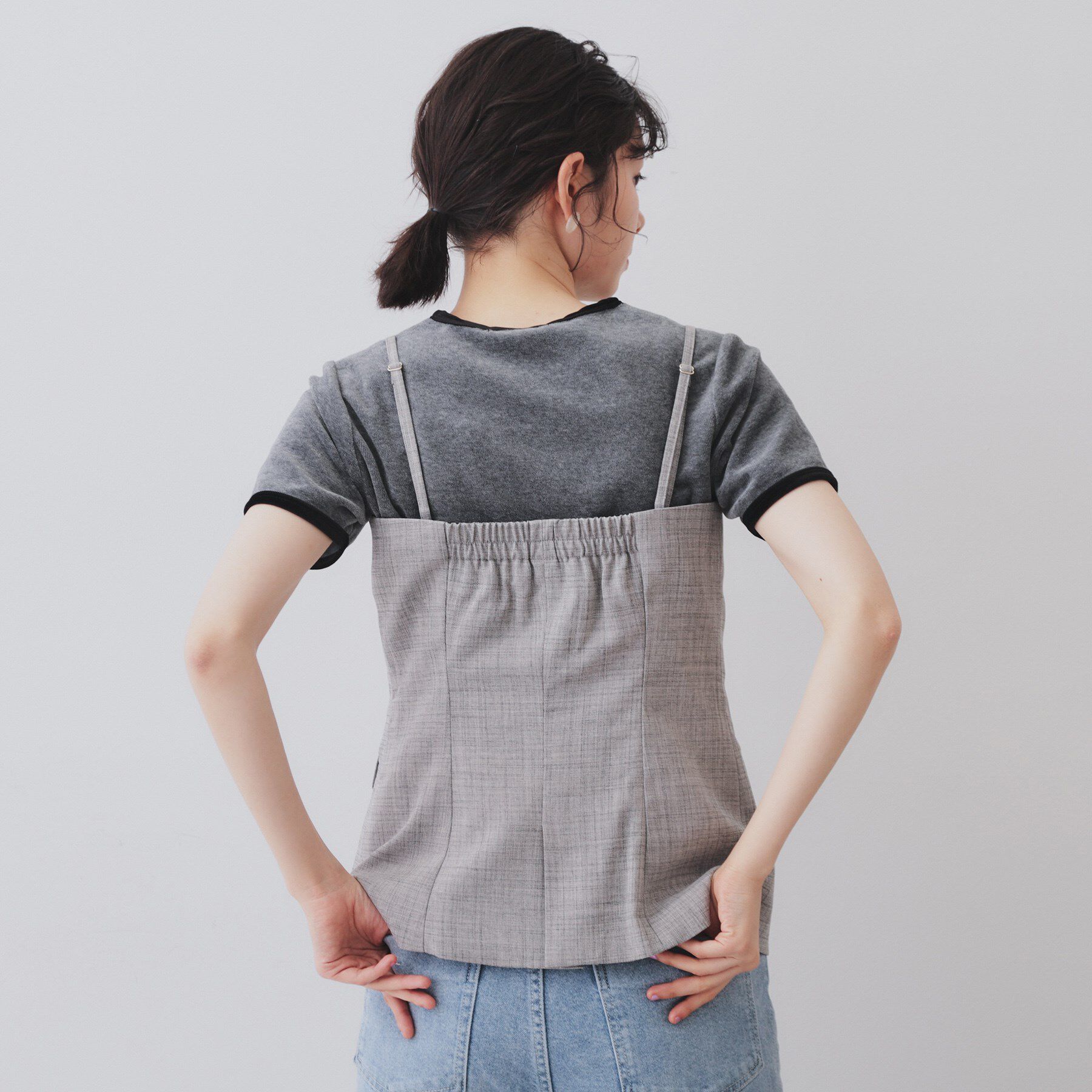 OPAQUE.CLIP「メランジビスチェ風ジレ/セットアップ対応可【洗濯機洗い可】」|ベスト・ジレ|