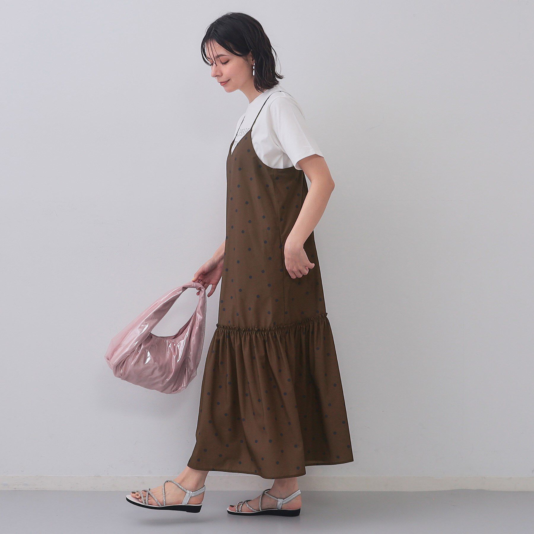 OPAQUE.CLIP「ドットプリントキャミワンピース【洗濯機洗い可】」|ワンピース|