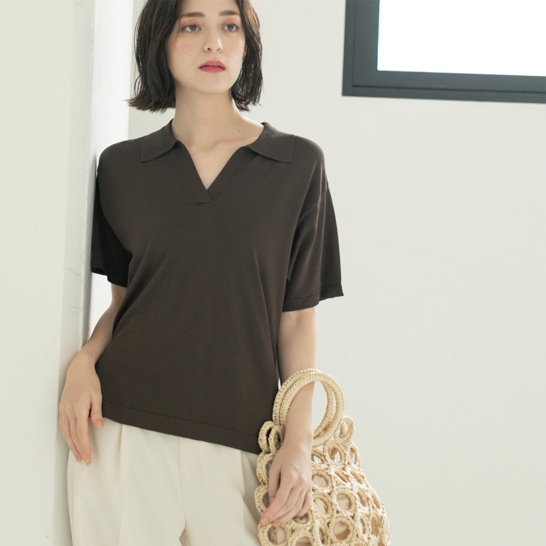 OPAQUE.CLIP「スキッパーニット【UV/接触冷感/抗ピル/洗濯機洗い可】」|ニット・セーター|