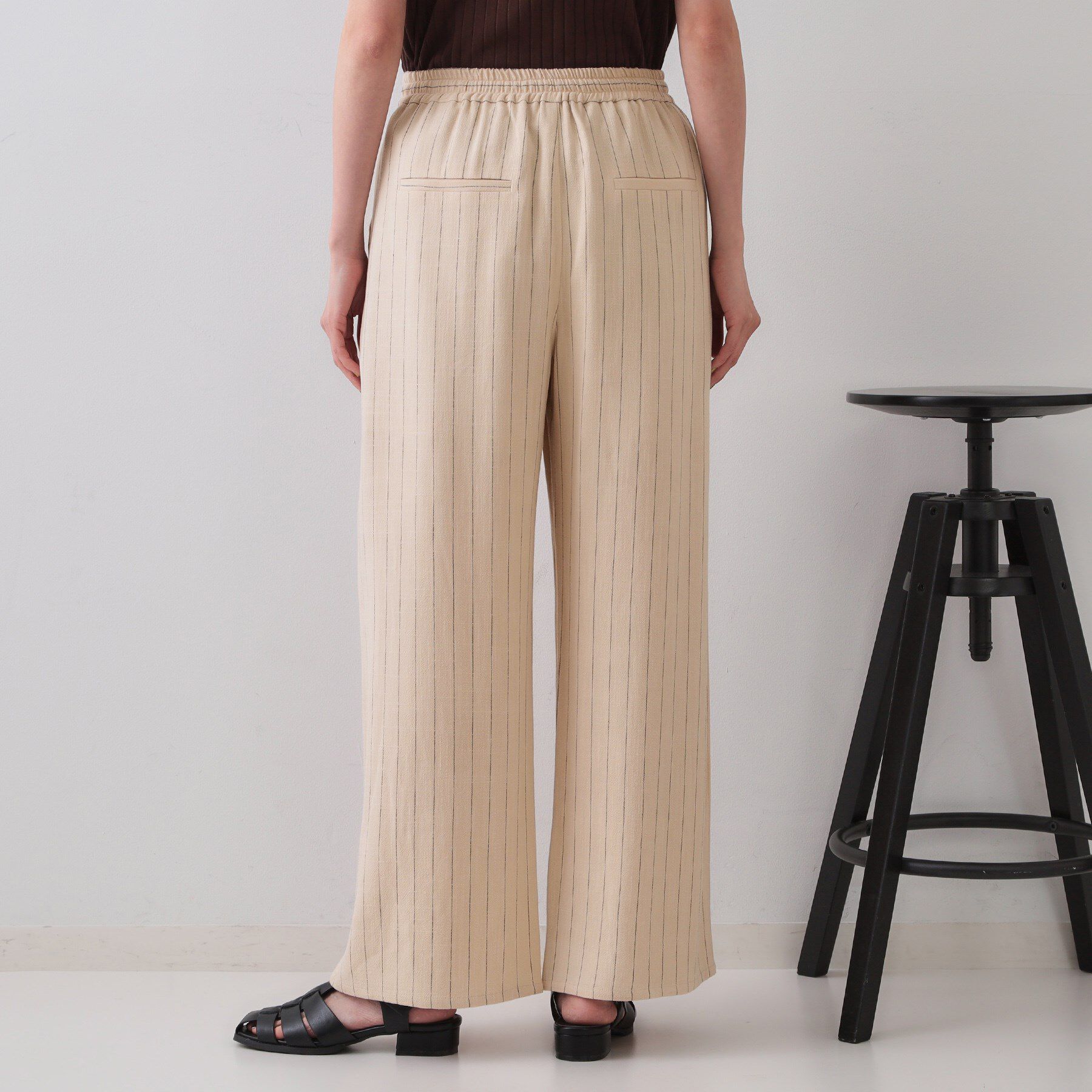 OPAQUE.CLIP「麻混ストライプイージーワイドパンツ【洗濯機洗い可】」|その他|