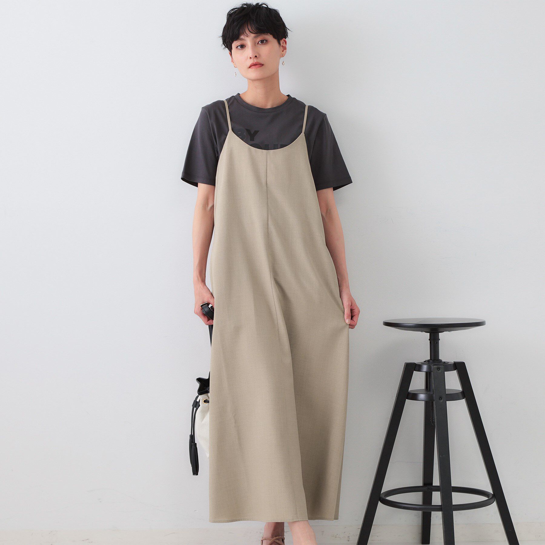 OPAQUE.CLIP「リネンライクキャミワンピース【洗濯機洗い可】」|ワンピース|