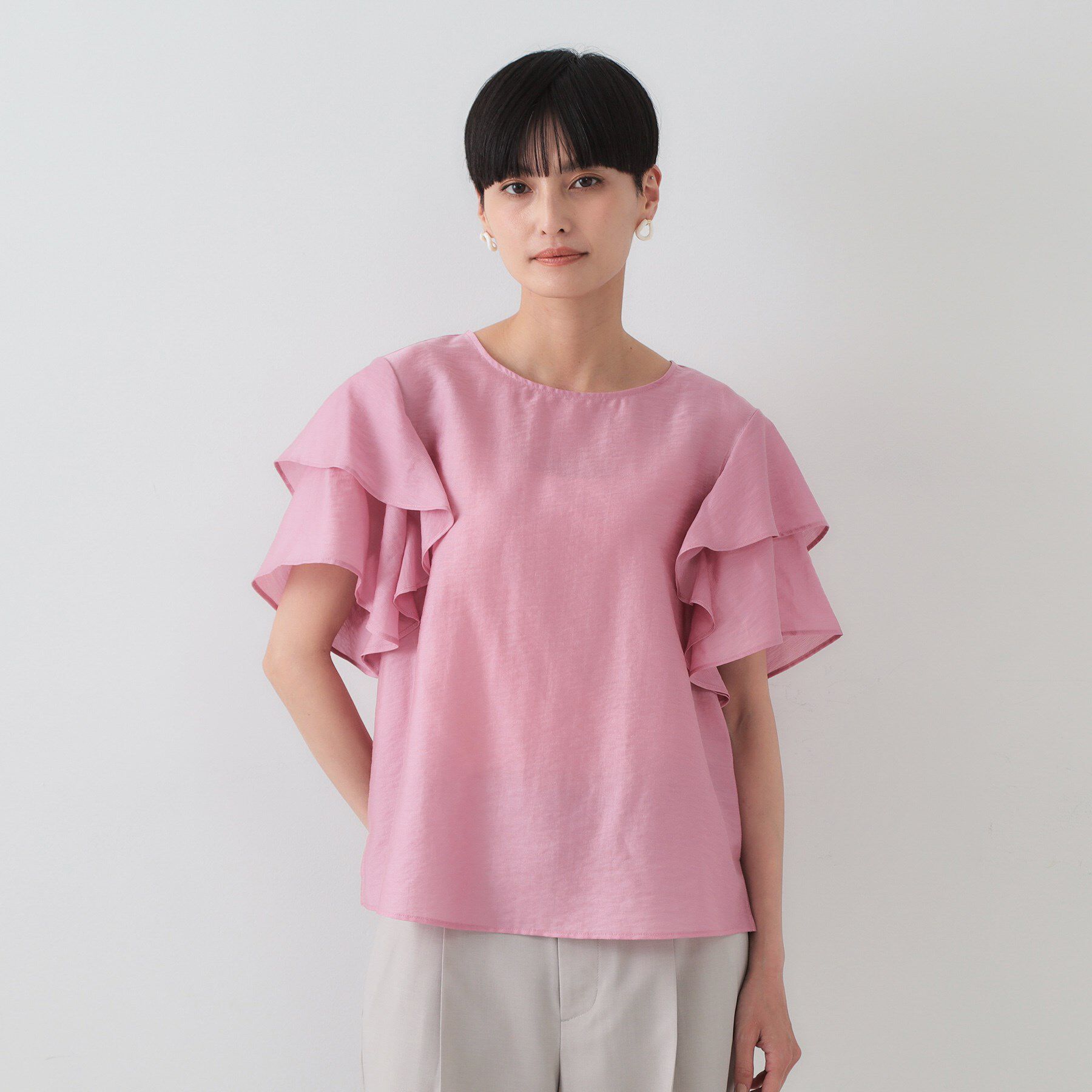 OPAQUE.CLIP「フリルスリーブブラウス【洗濯機洗い可】」|シャツ・ブラウス|