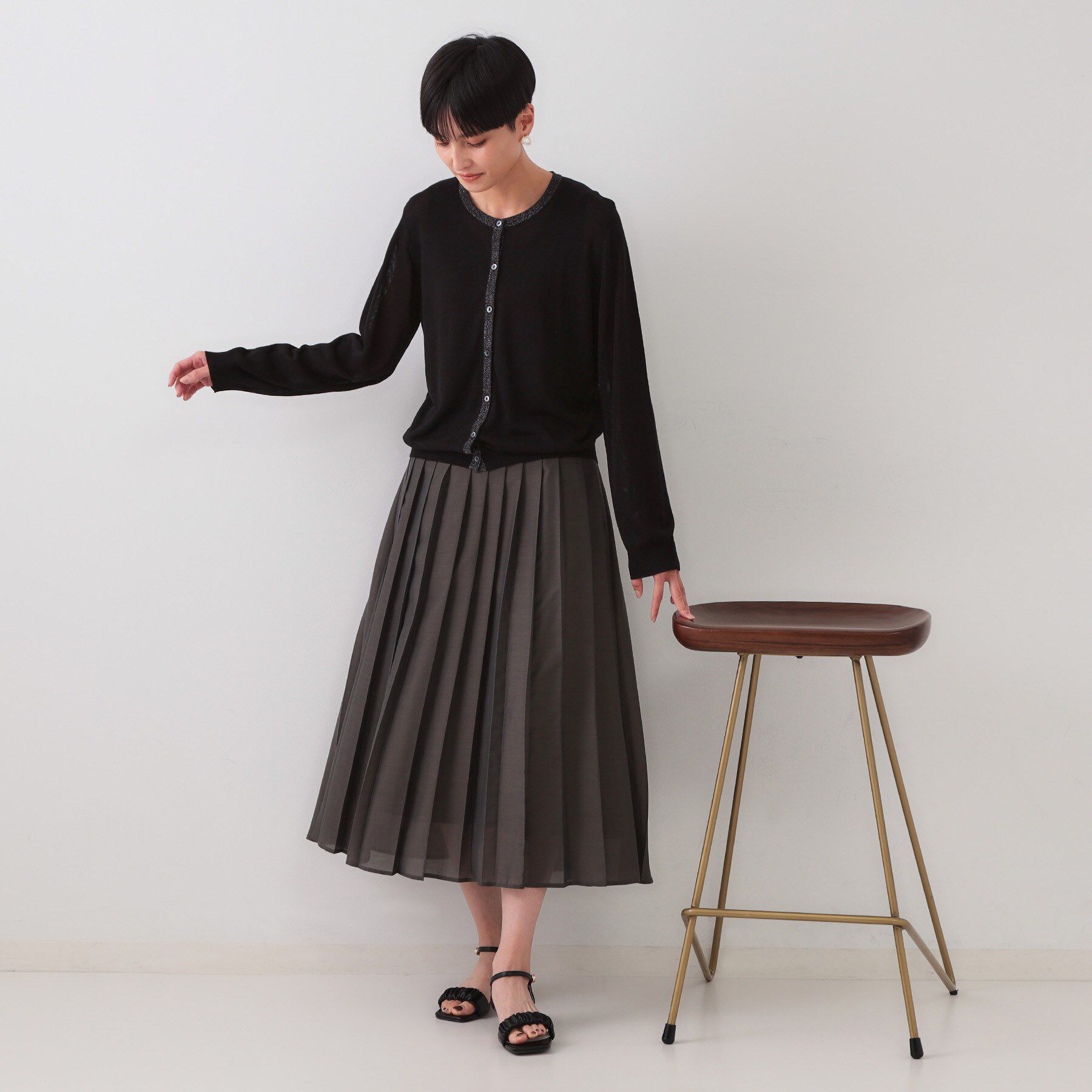 OPAQUE.CLIP「配色ラメニットカーディガン/アンサンブル対応【洗濯機洗い可/抗ピル】」|カーディガン|