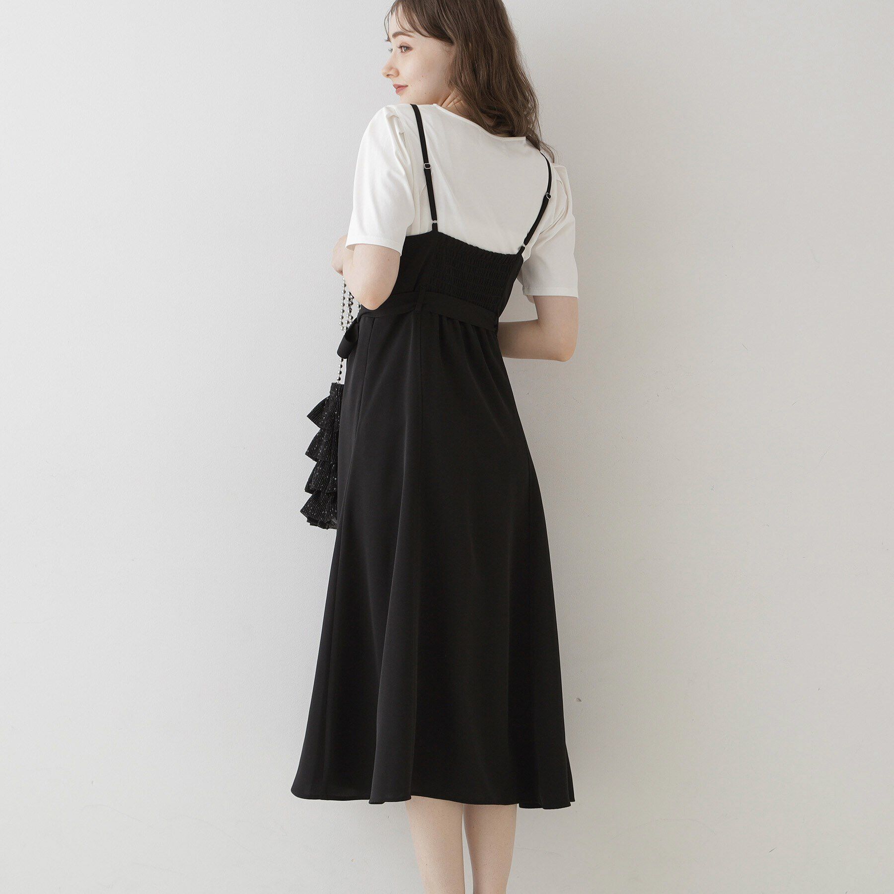 Couture broach「【華やか・着映えが叶う】パール調デザインキャミワンピース」|ワンピース|