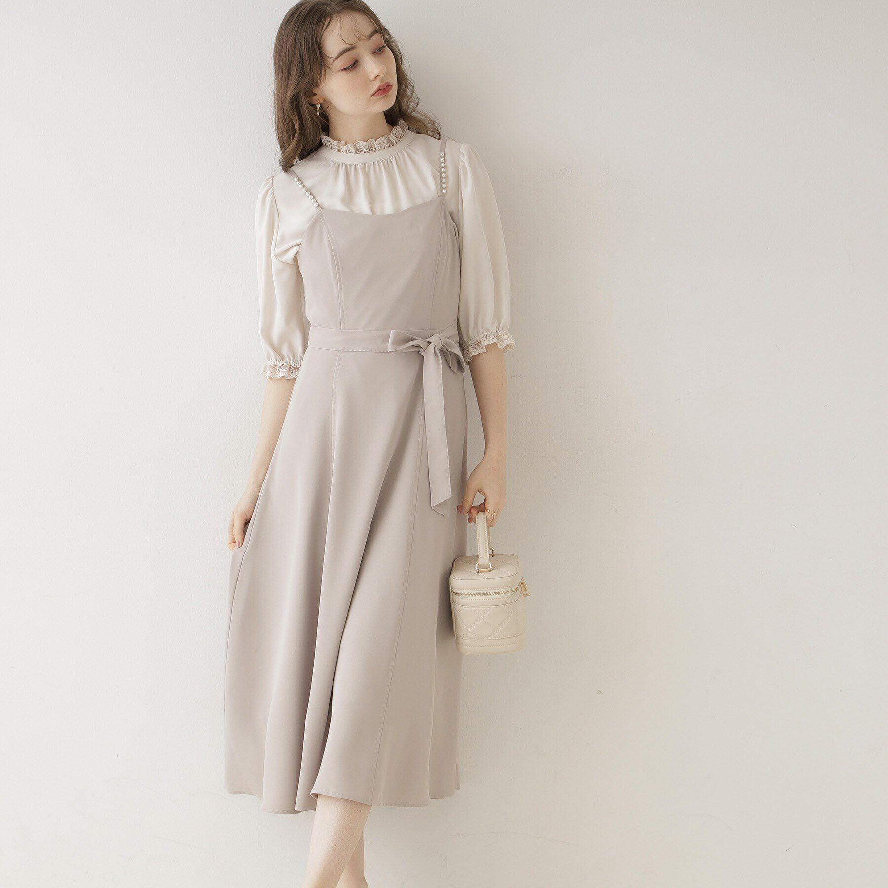 Couture broach「【華やか・着映えが叶う】パール調デザインキャミワンピース」|ワンピース|ｸﾞﾚｰｼﾞｭ(050)