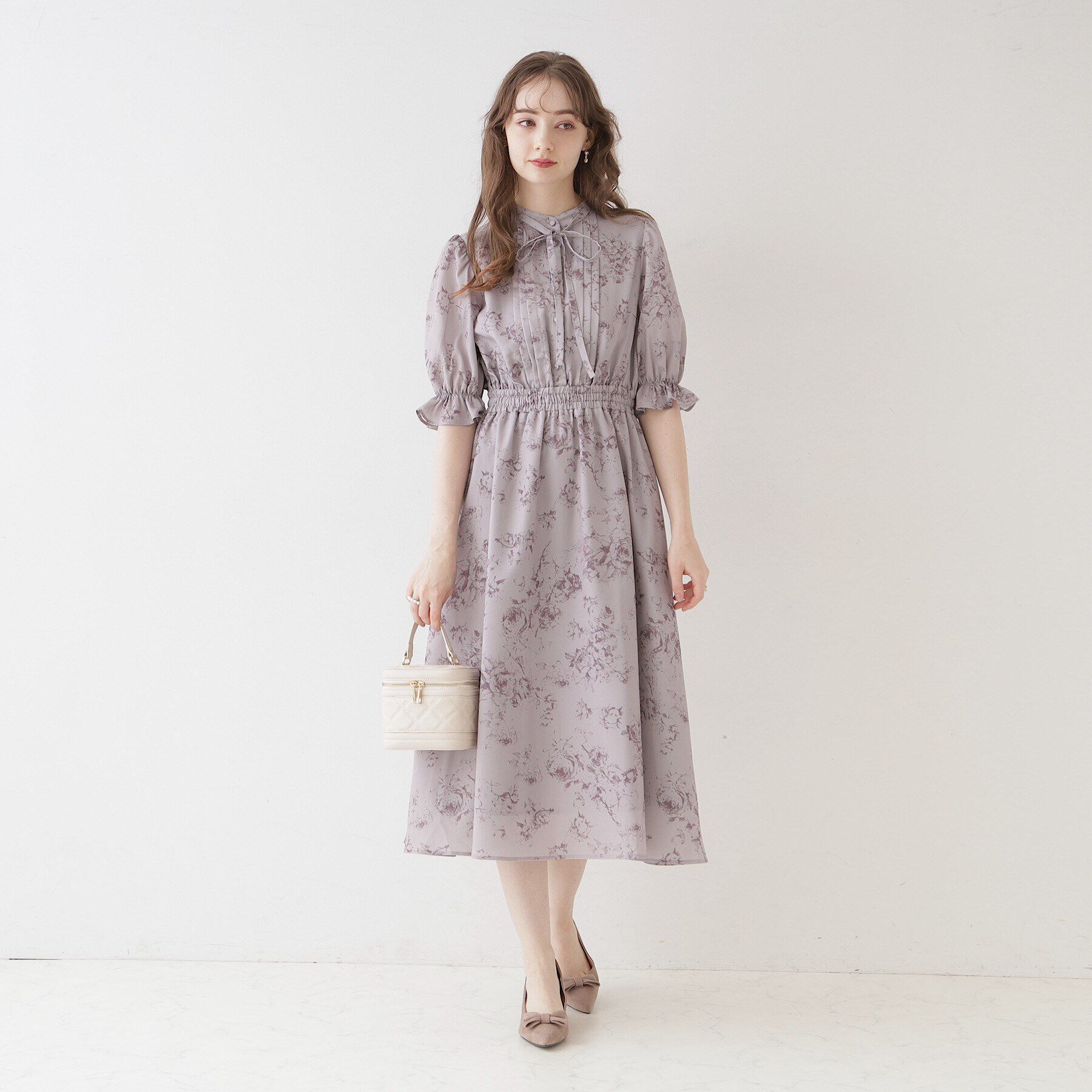 Couture broach「【オトナのためのクラシカルワンピ】花柄5分袖ワンピース」|ワンピース|