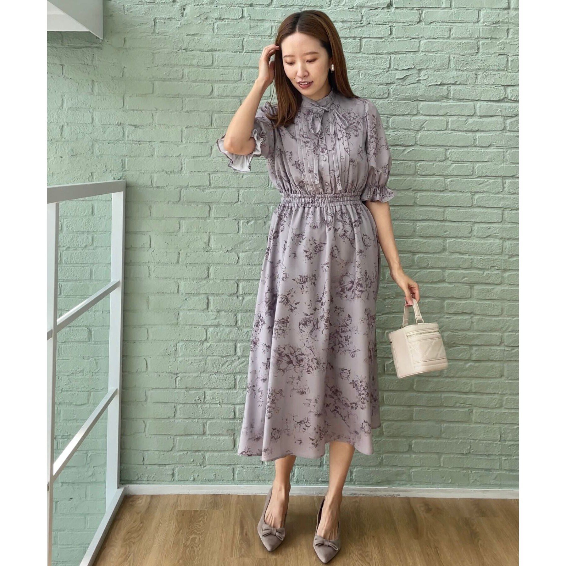 Couture broach「【オトナのためのクラシカルワンピ】花柄5分袖ワンピース」|ワンピース|