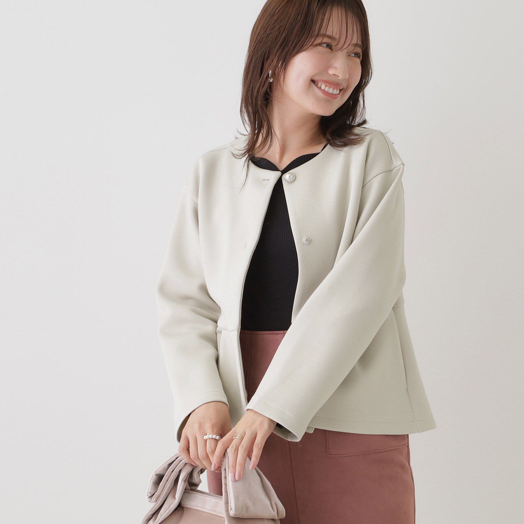 Couture broach「ダンボールペプラムジャケット」|ノーカラージャケット|