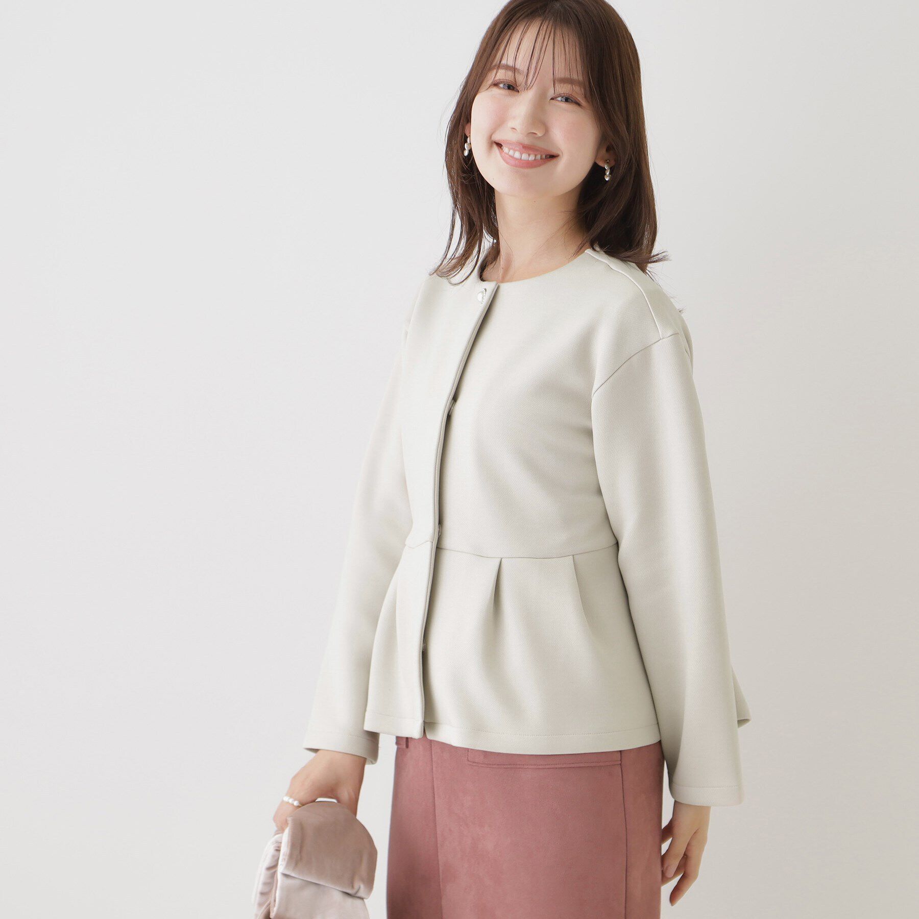 Couture broach「ダンボールペプラムジャケット」|ノーカラージャケット|ｸﾞﾚｰｼﾞｭ(050)