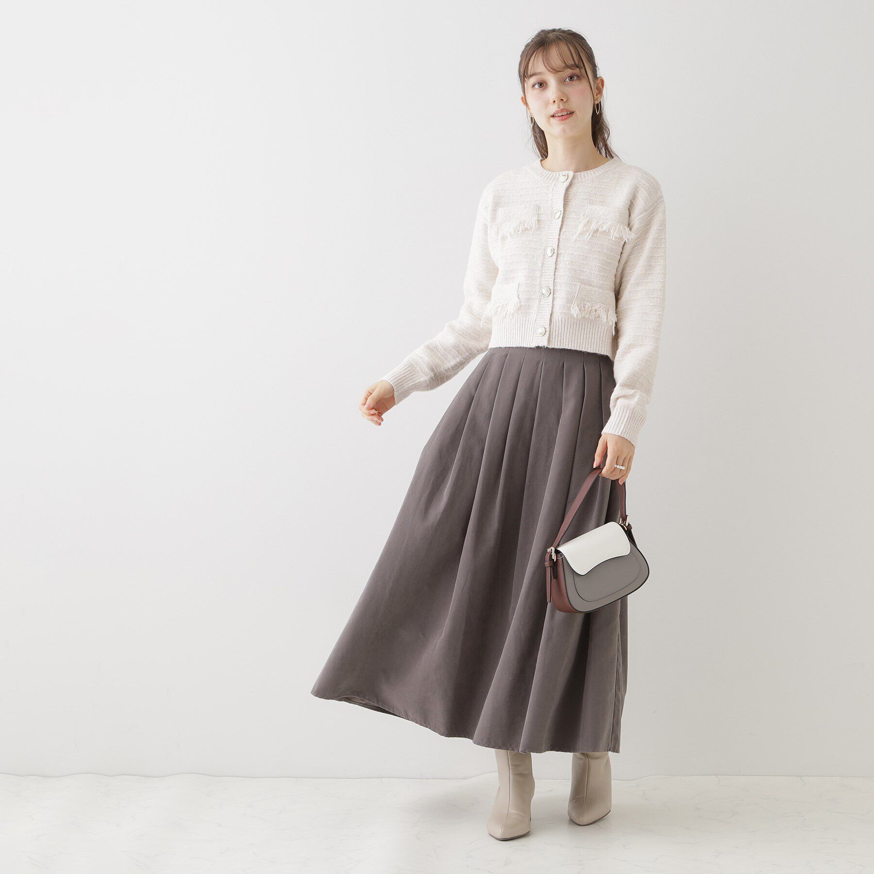 Couture broach「【上品な着こなしが叶う】ツイード風ニットジャケットカーディガン」|カーディガン|