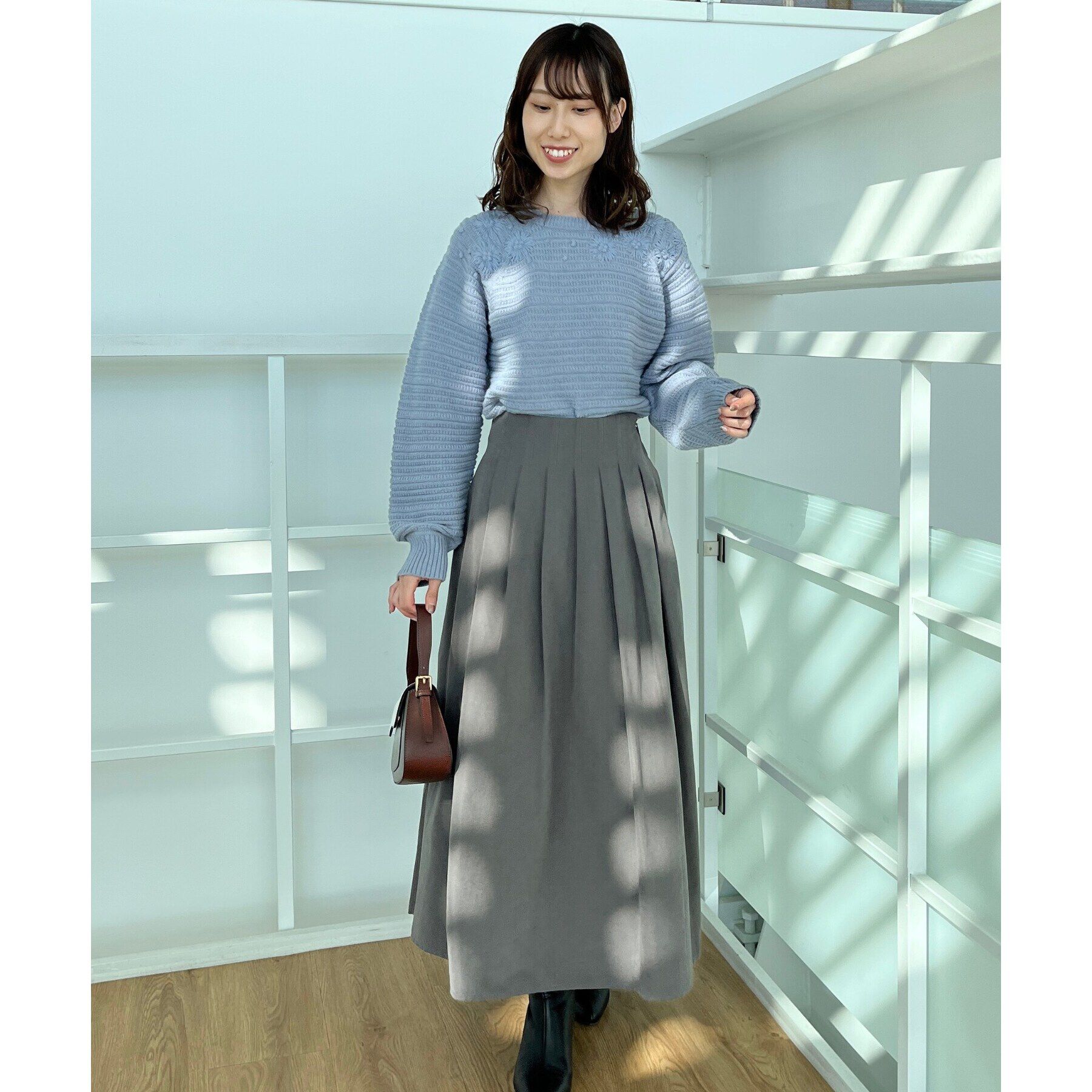 Couture broach「【スッキリ見えが叶う】マイクロスエードタックプリーツ」|スカート|