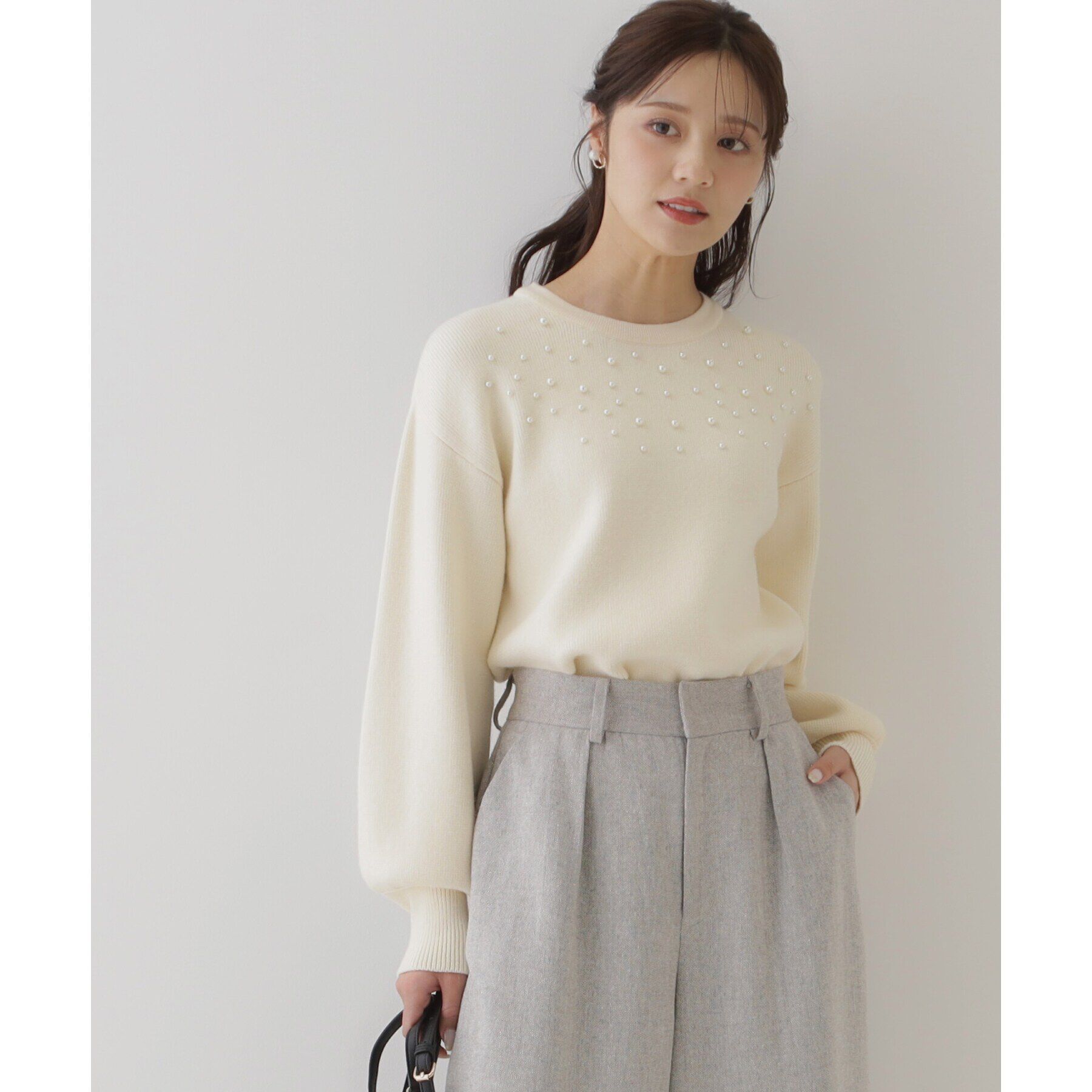 Couture broach「【顔まわりが華やか】パール調デコニット」|ニット・セーター|