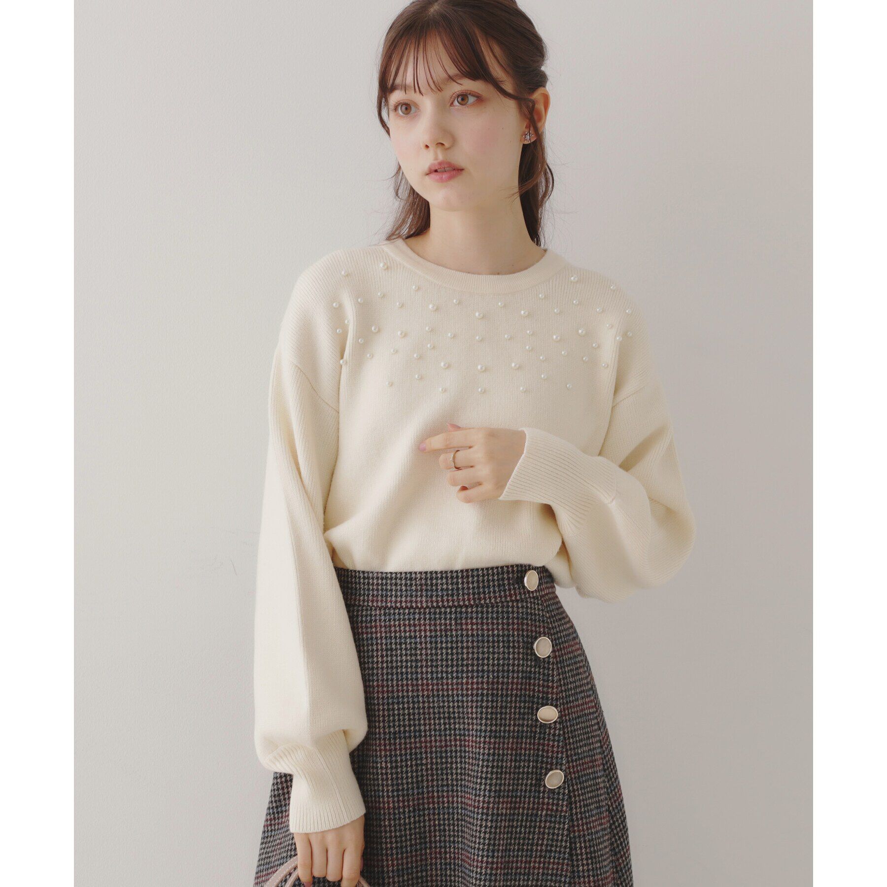 Couture broach「【顔まわりが華やか】パール調デコニット」|ニット・セーター|