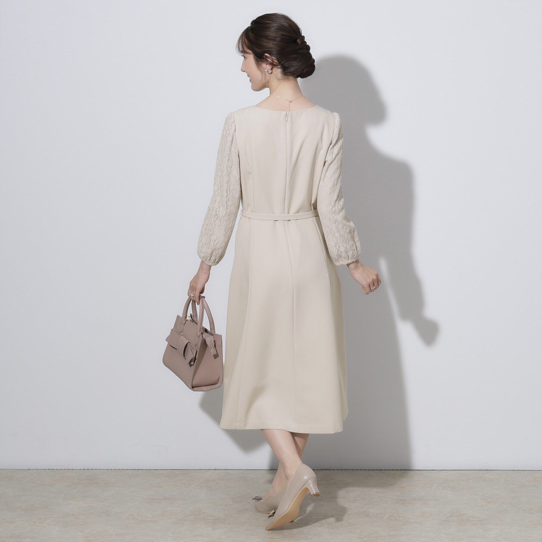 Couture broach「【セレモニーシーン・おでかけにも】袖レースAラインワンピース」|ワンピース|
