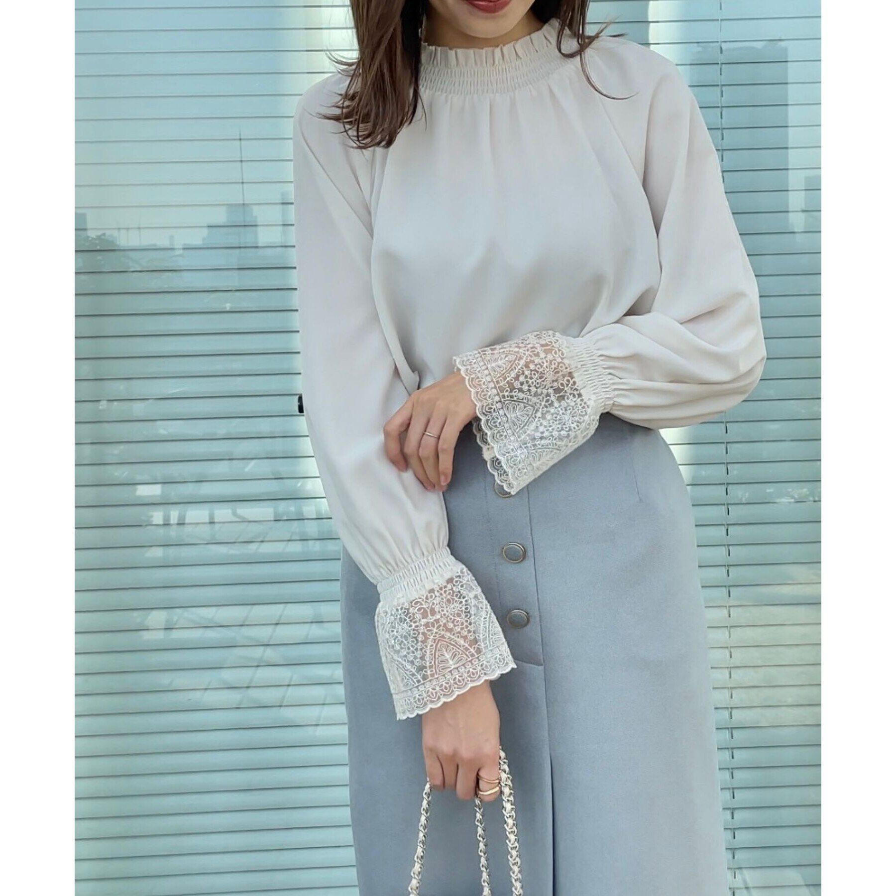 Couture broach「【大人可愛い・通勤】レースキャンディーシャーリングチュニック」|シャツ・ブラウス|