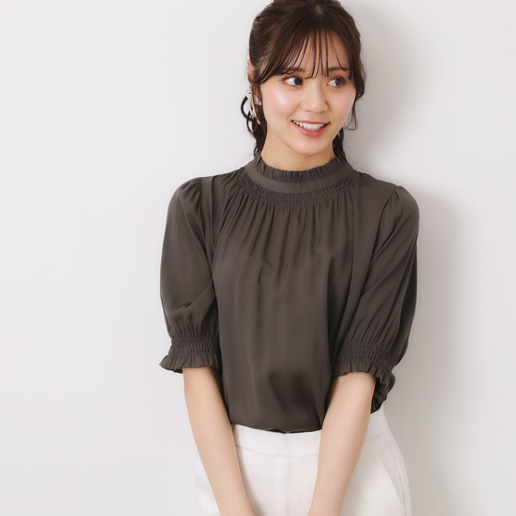 Couture broach「【SS～LLサイズ・二の腕カバー・通勤】RTピケシャーリングブラウス」|シャツ・ブラウス|