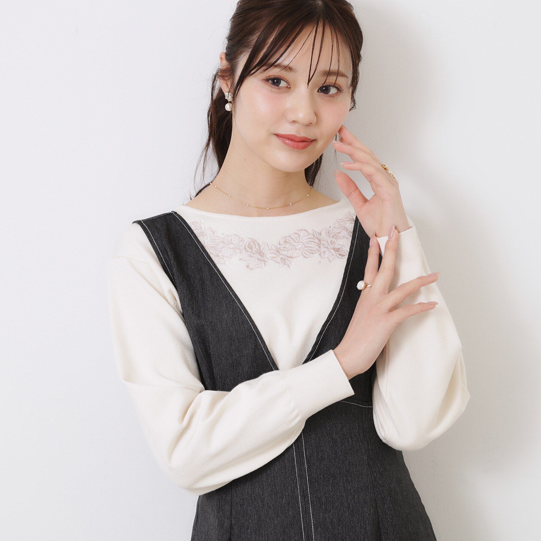 Couture broach「【大人可愛い・通勤】フラワーエンブロニット」|ニット・セーター|