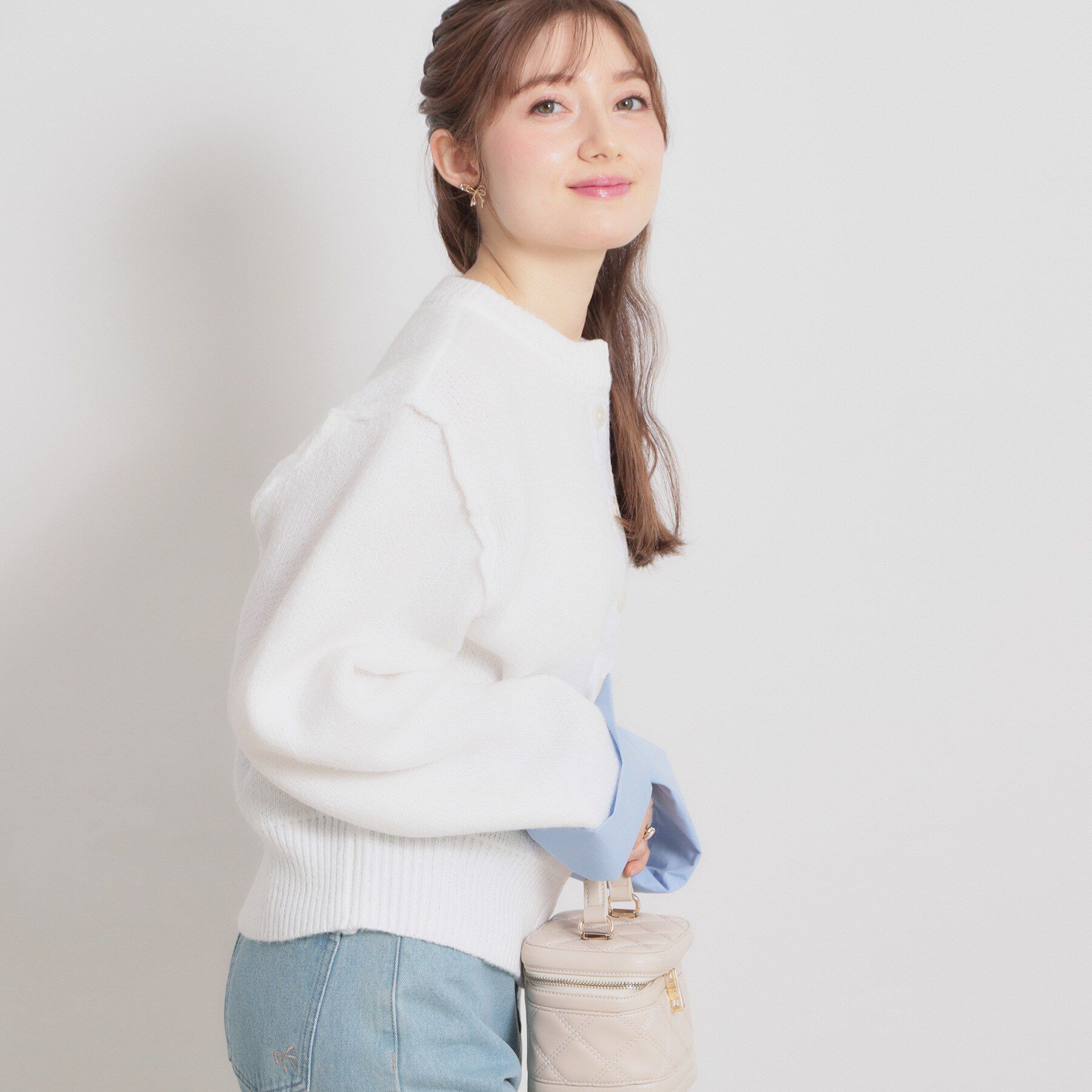 Couture broach「シャツレイヤード風カーディガン」|カーディガン|