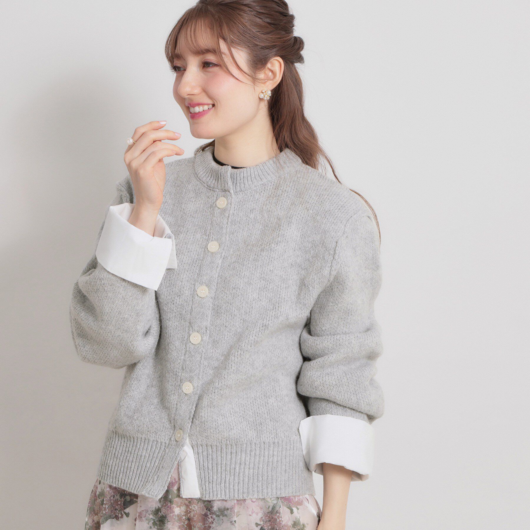 Couture broach「シャツレイヤード風カーディガン」|カーディガン|