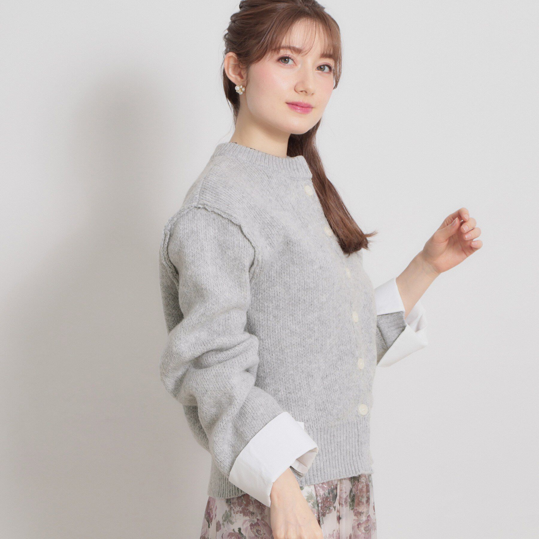 Couture broach「シャツレイヤード風カーディガン」|カーディガン|