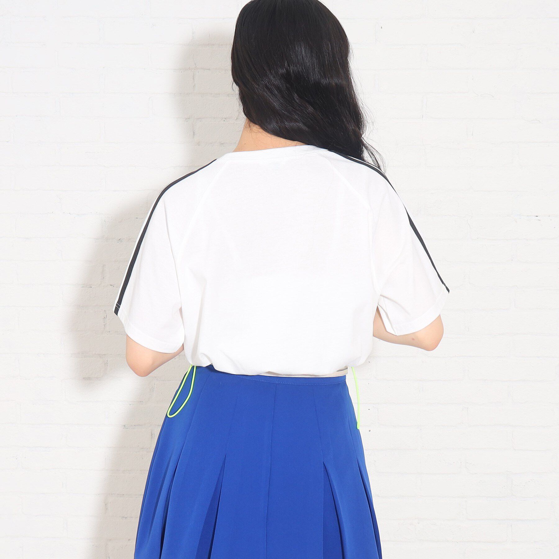 PINK-latte「裾ドロスト袖ラインTシャツ」|Tシャツ・カットソー|