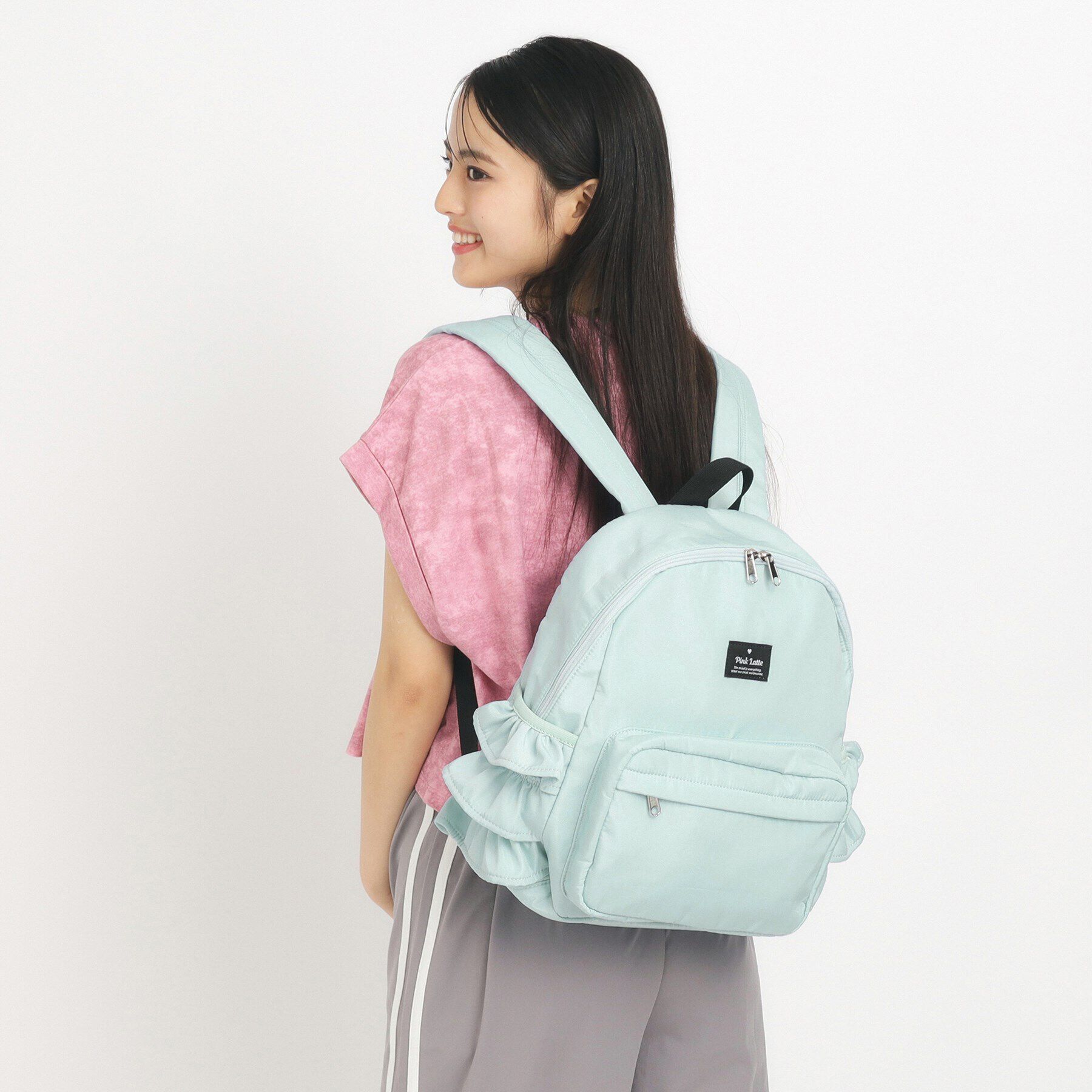 PINK-latte「【容量約15L】フリルリュック」|リュック|