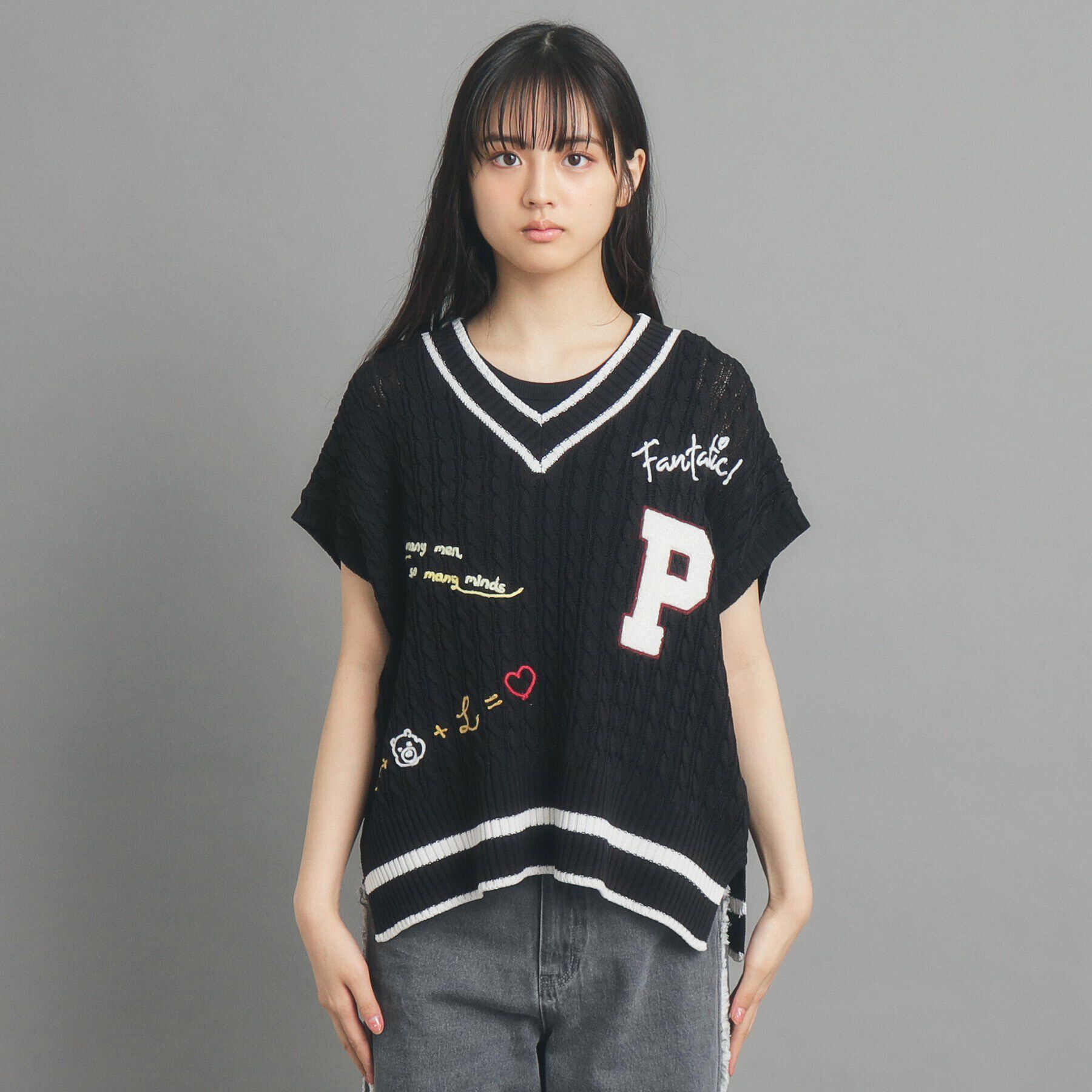 PINK-latte「プレッピーニットベスト」|ベスト・ジレ|