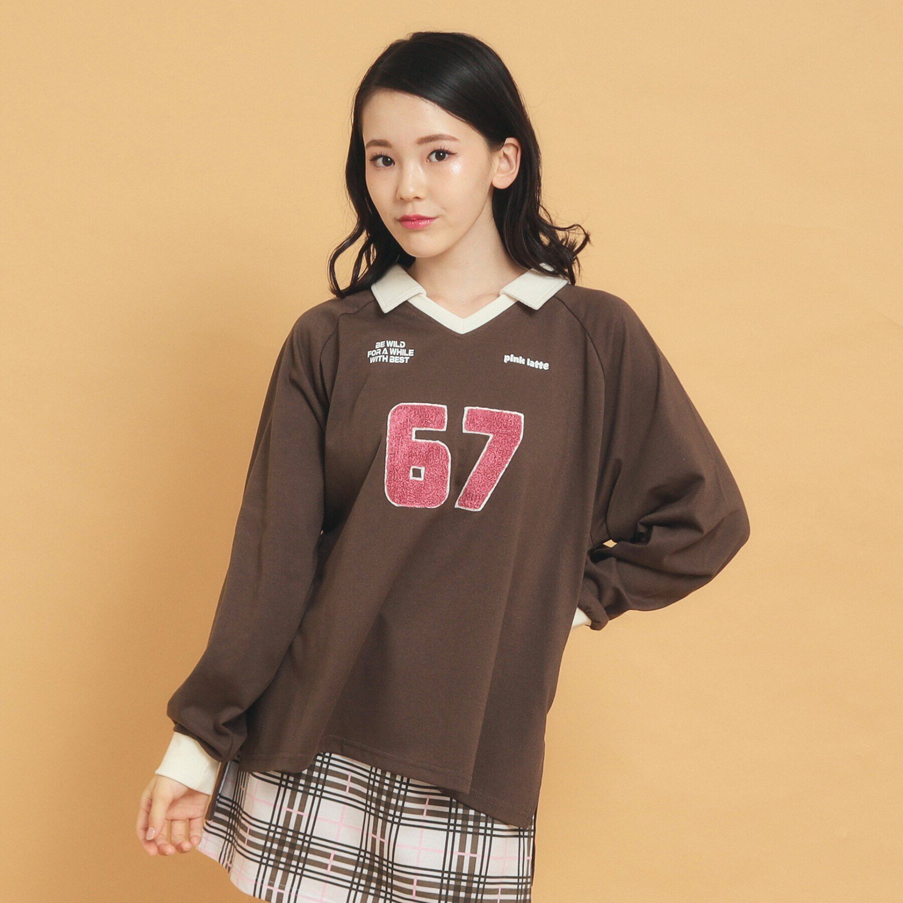 PINK-latte「衿付きユニフォームロングTシャツ」|Tシャツ・カットソー|