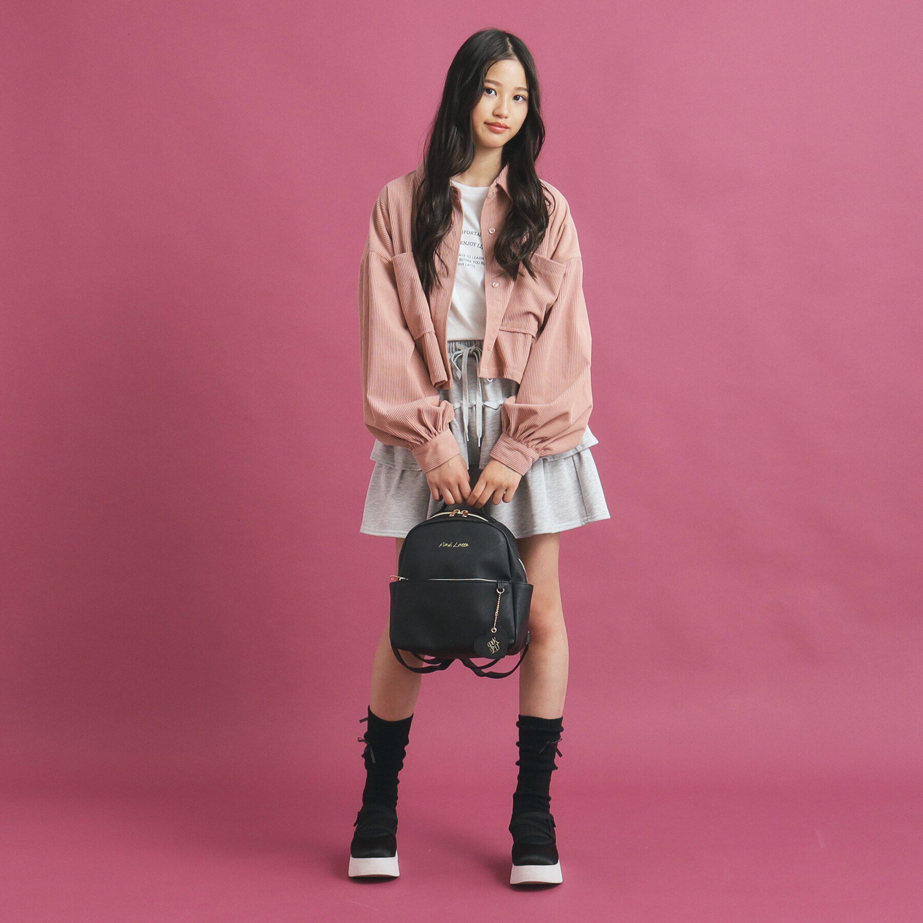 PINK-latte「ハートチャームリュック」|リュック|