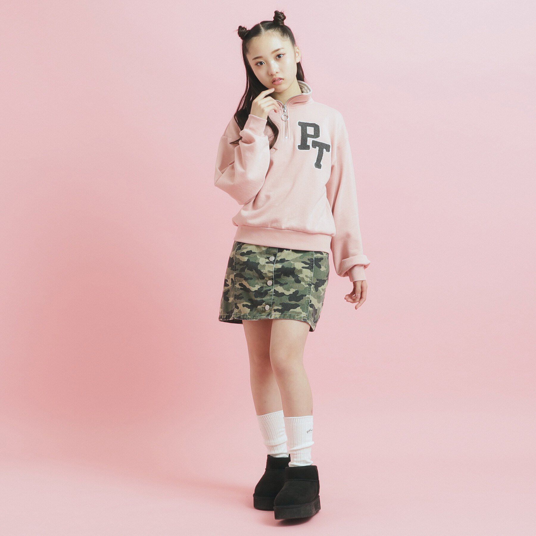 PINK-latte「ハーフジップ刺繍トレーナー」|その他|