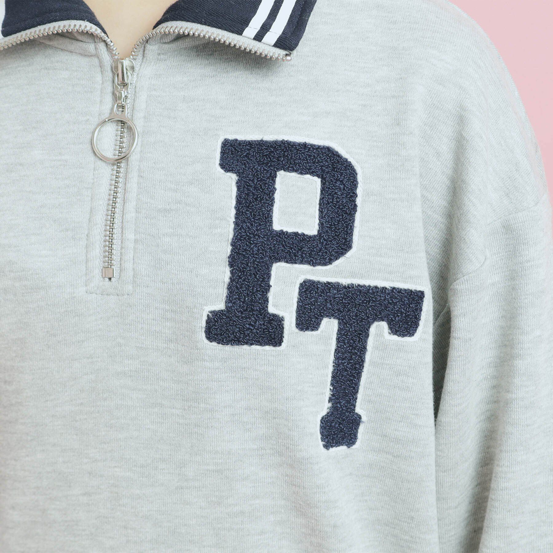 PINK-latte「ハーフジップ刺繍トレーナー」|その他|