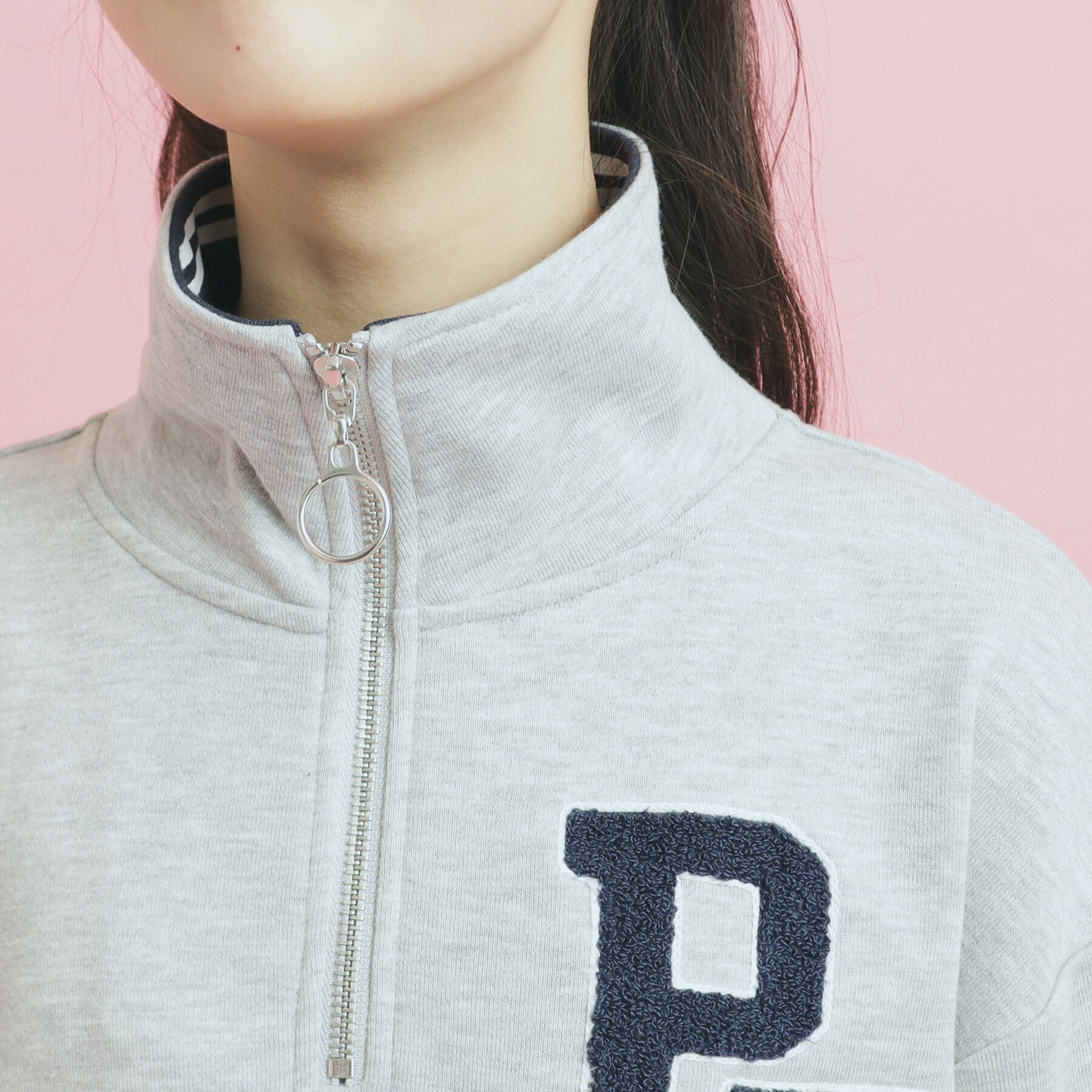 PINK-latte「ハーフジップ刺繍トレーナー」|その他|