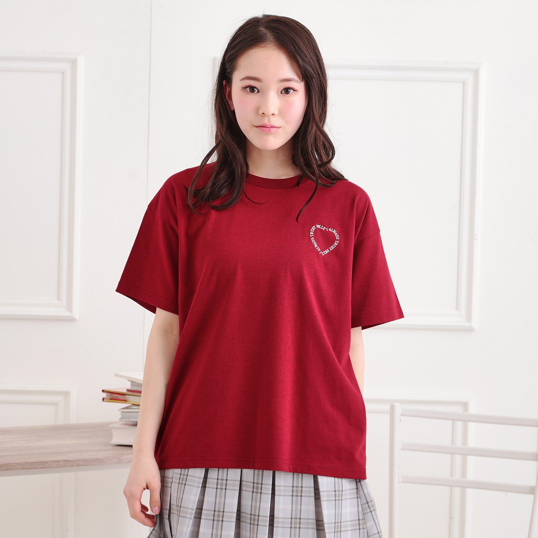 PINK-latte「クマちゃん半袖Tシャツ」|Tシャツ・カットソー|レッド(063)