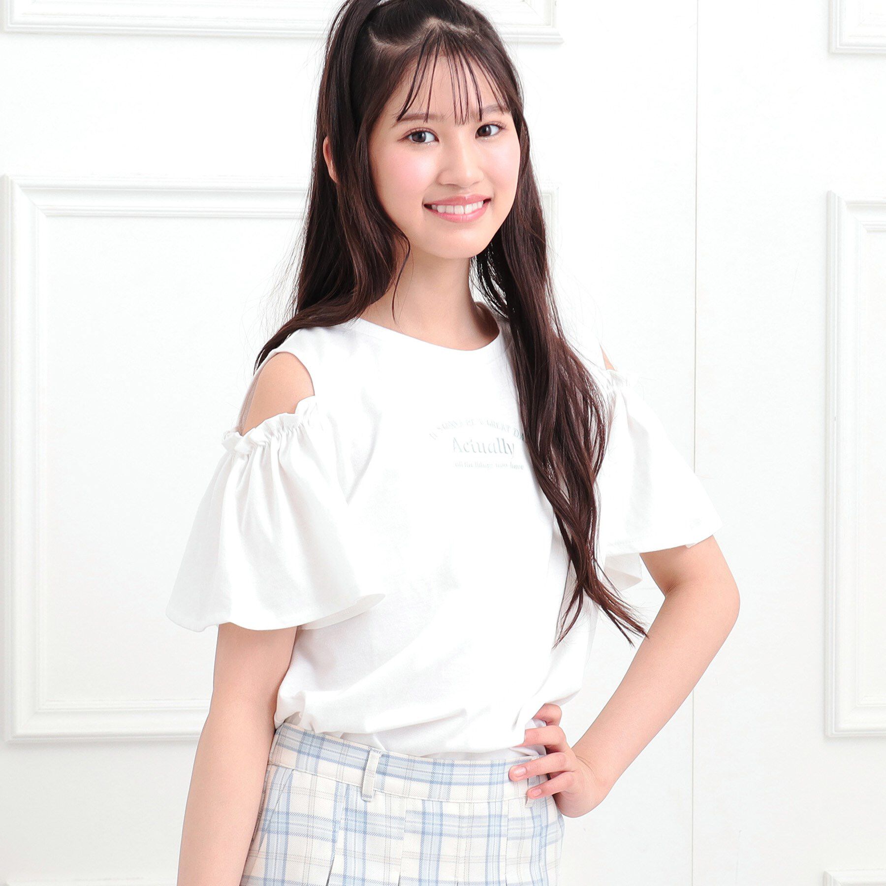 PINK-latte「肩あきフレアスリーブトップス」|Tシャツ・カットソー|