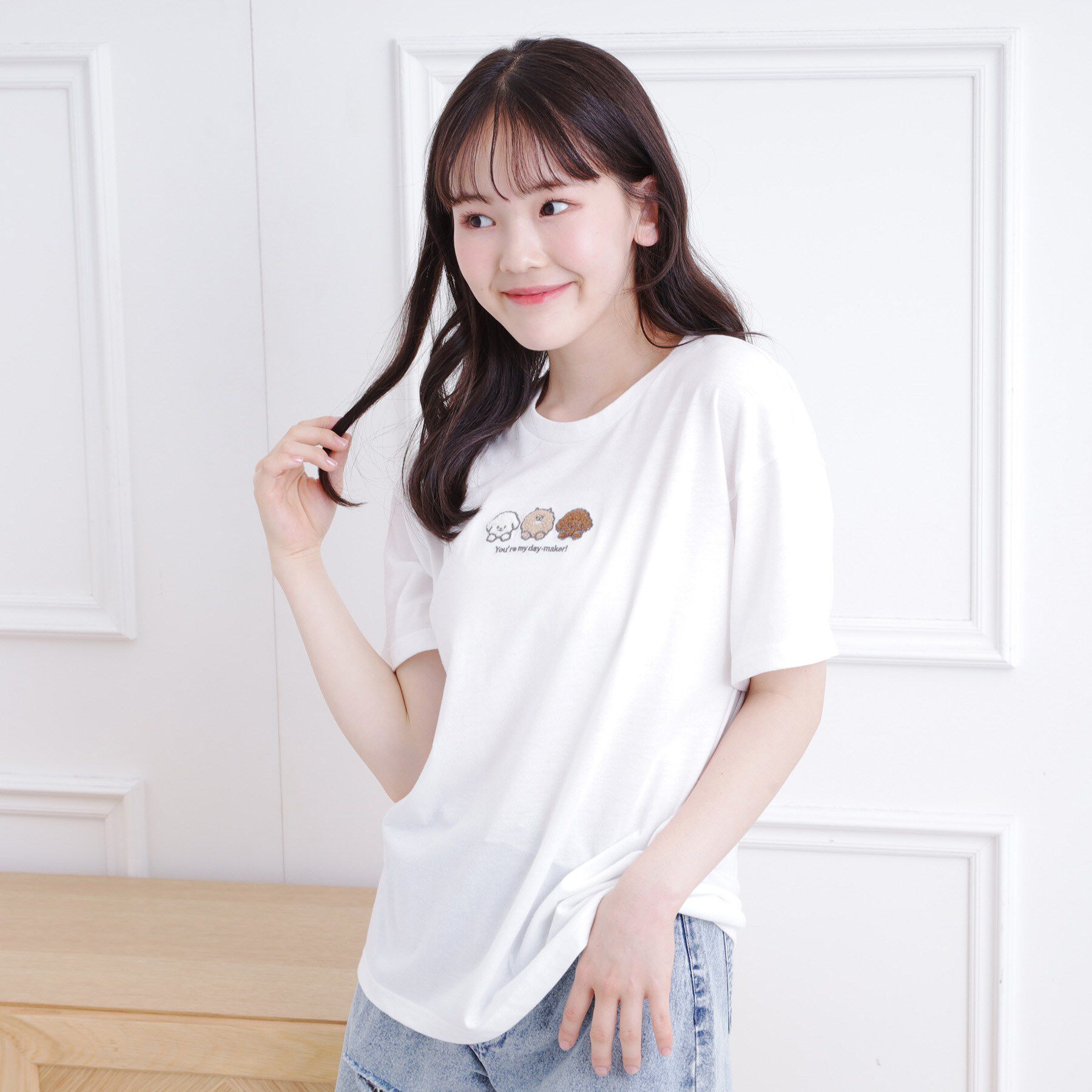 PINK-latte「接触冷感 ワンちゃんサガラTシャツ」|Tシャツ・カットソー|