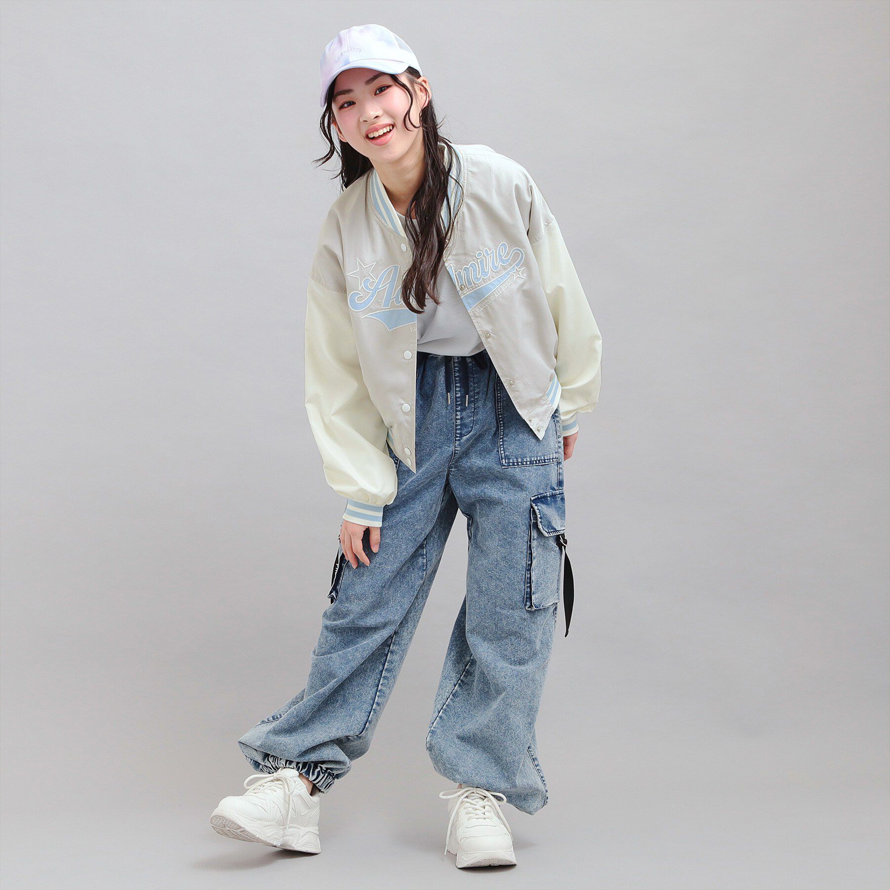 PINK-latte「チアロゴアップリケスタジャン」|ブルゾン・スタジャン|